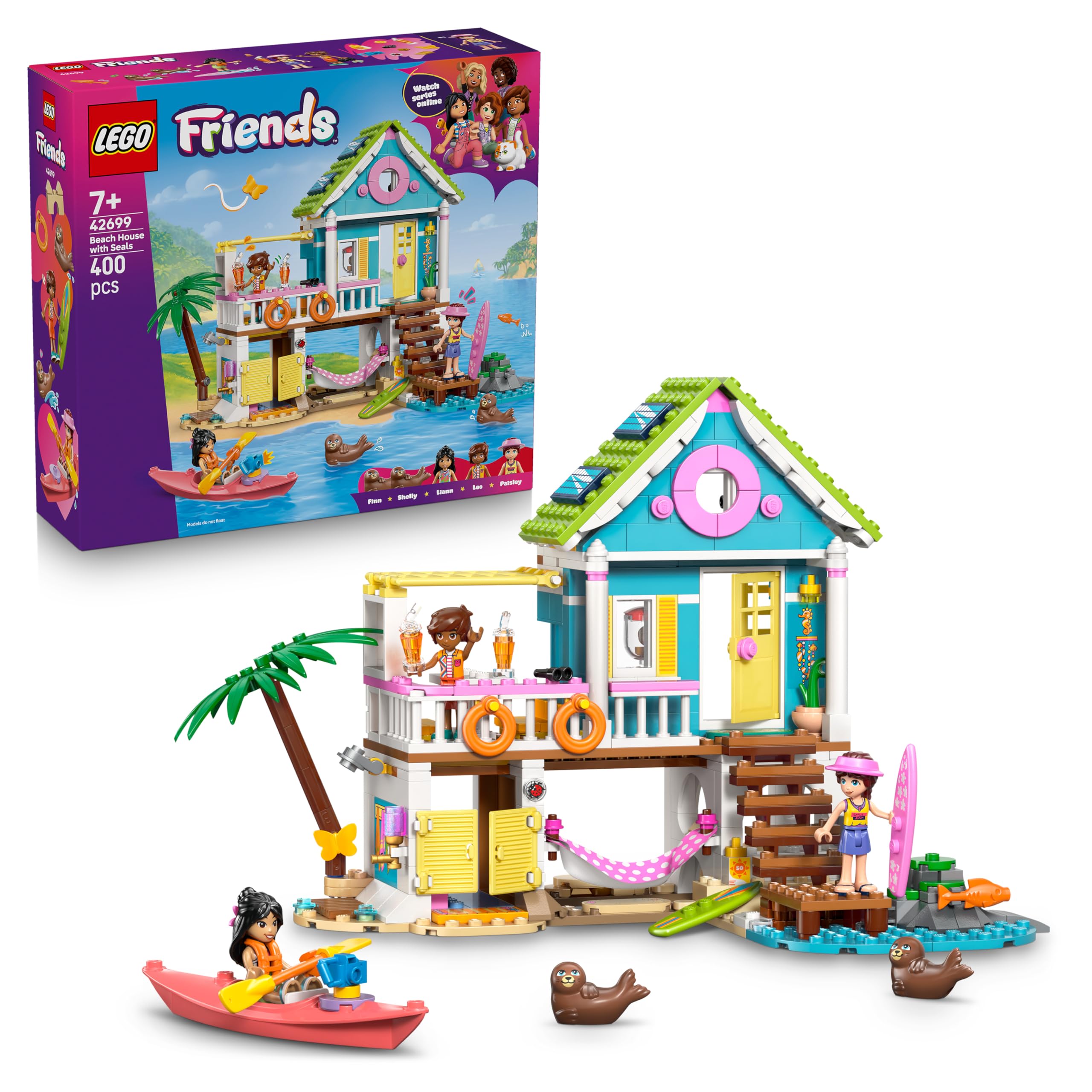 LEGO Friends Beach House with Seals Building Set - 3 Mini Dolls, 2 Animal Figures | Ages 7+ 1