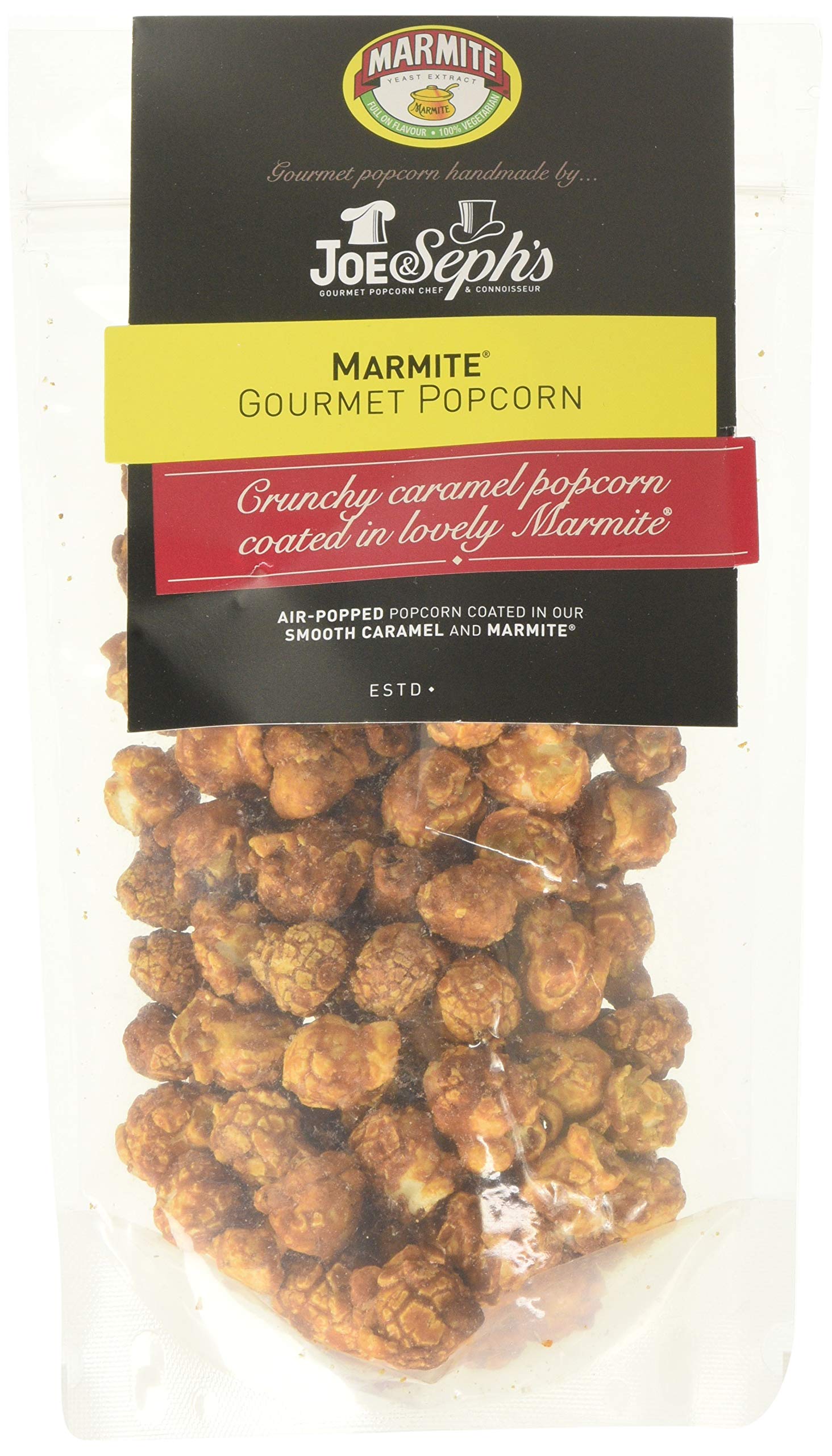 Joe & Seph's Marmite Popcorn - Sweet & Salty, Air-Popped | Handmade in UK | 75g Sharing Bag 1