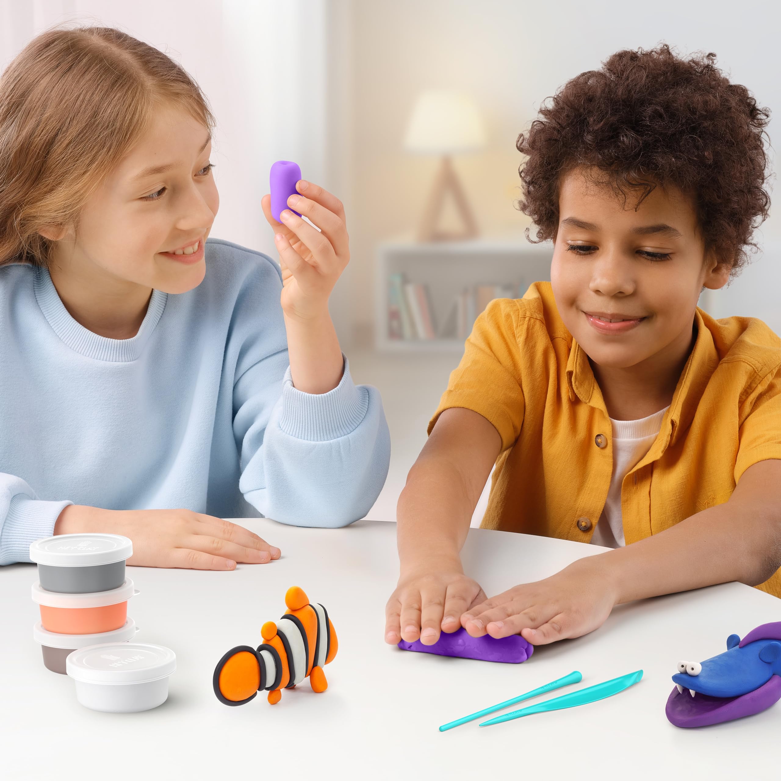 HEY CLAY Ocean Set: Shark, Octopus, Stingray Modeling Clay Kit | Air Dry | Interactive App 8