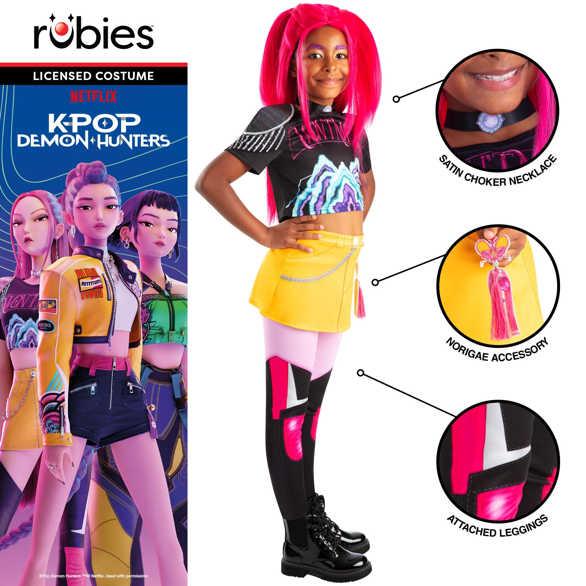 Rubies Official K-Pop Demon Hunters Mira Child Costume | Age 7-8 Years | Polyester 3