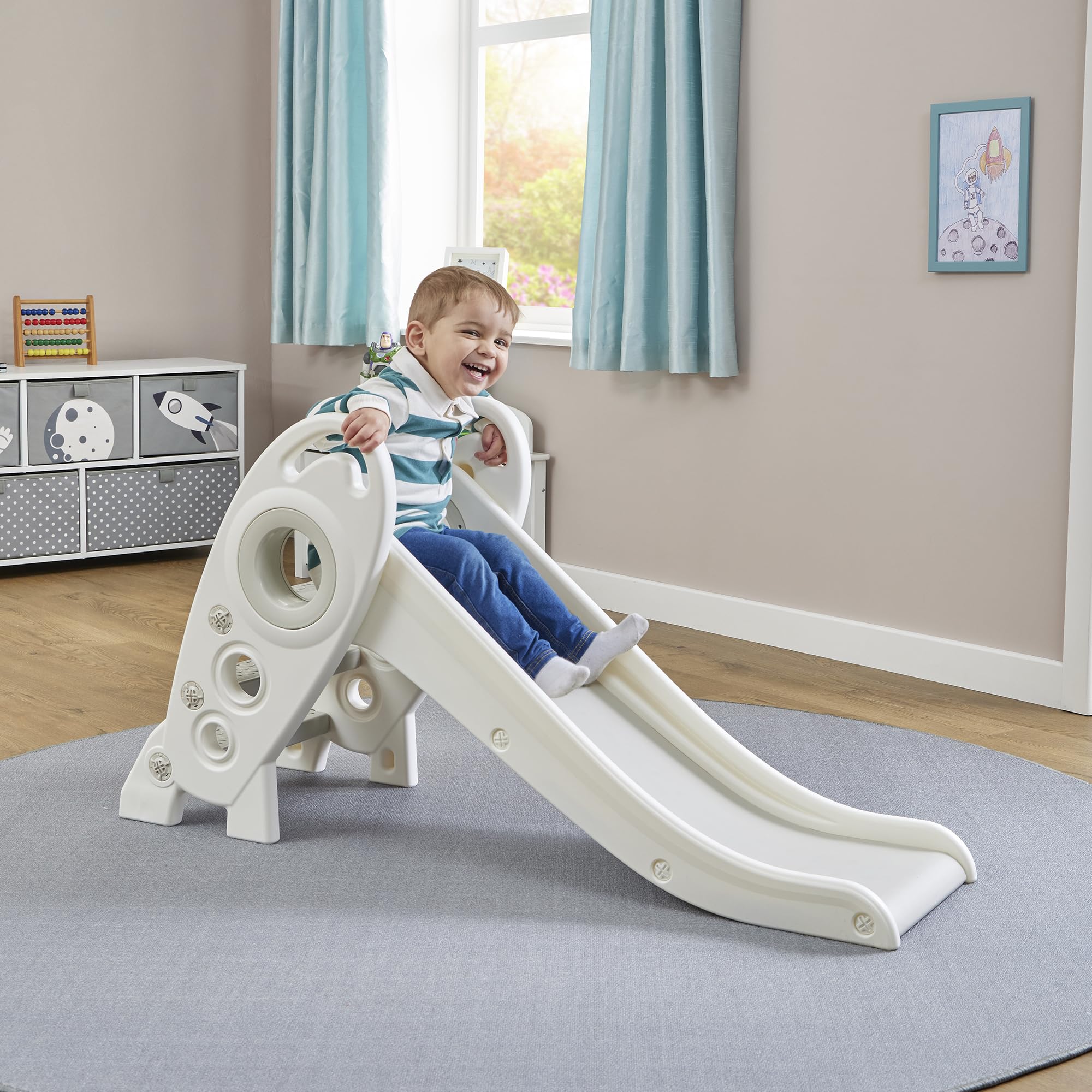 Liberty House Toys Rocket Slide - Toddler First Slide, Indoor/Outdoor Use, White/Grey | H645mm