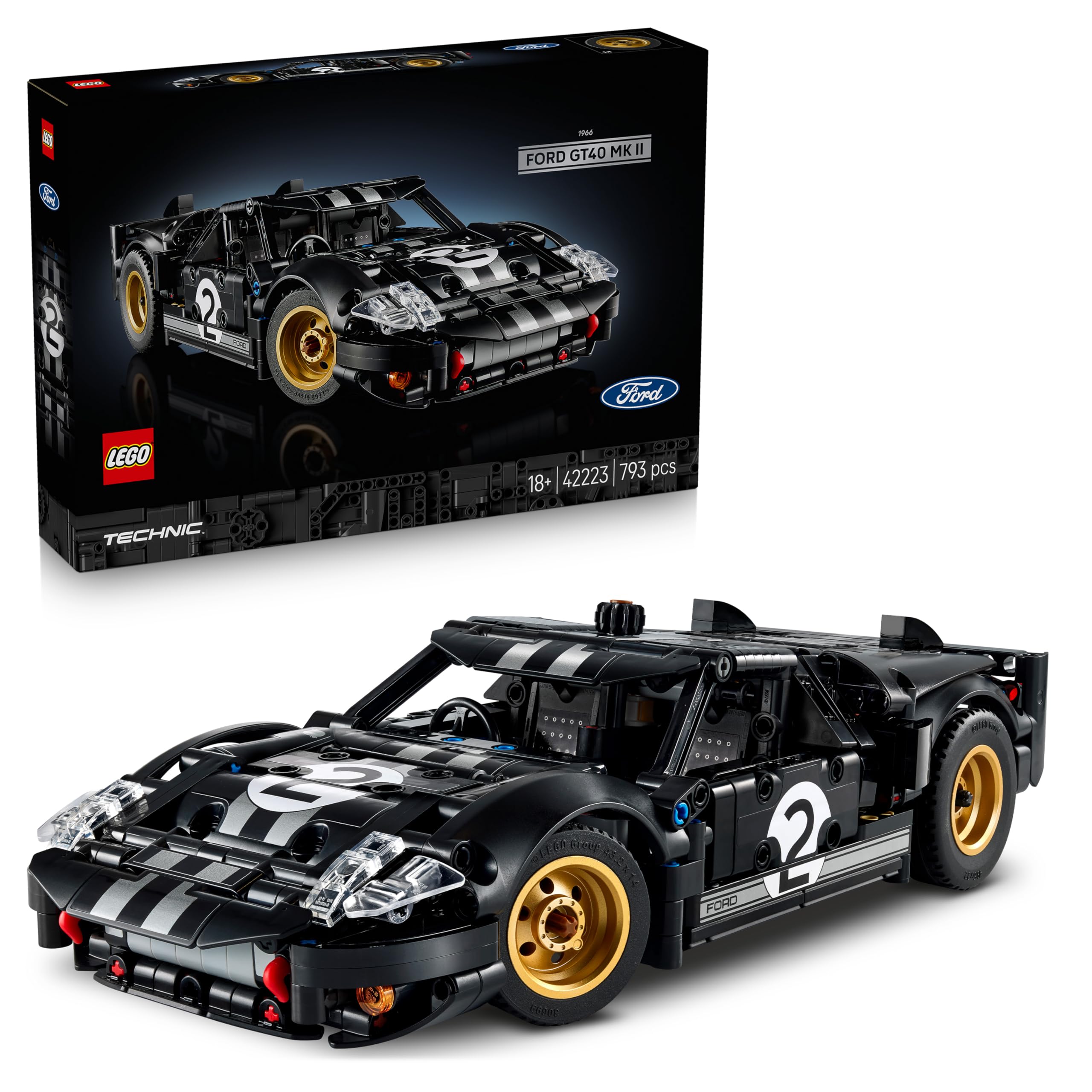 LEGO Technic 1966 Ford GT40 MKII Race Car Building Set | Model 42223 | Ages 18+
