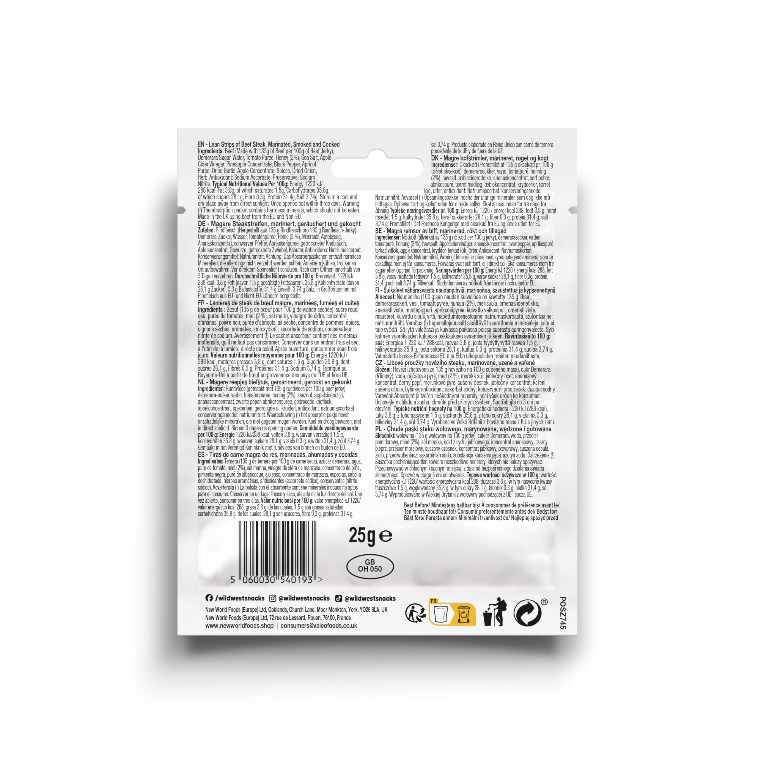 WILD WEST Honey BBQ Beef Jerky - High Protein, Gluten Free | 25g Snack (Pack of 12) 3