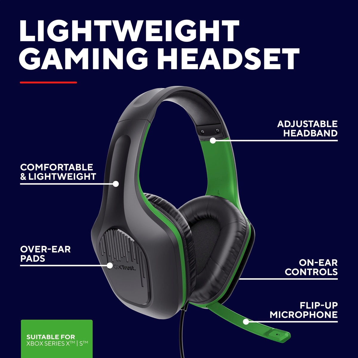 Trust GXT 415X Zirox Gaming Headset - Xbox Series X|S - Green - 50mm Drivers