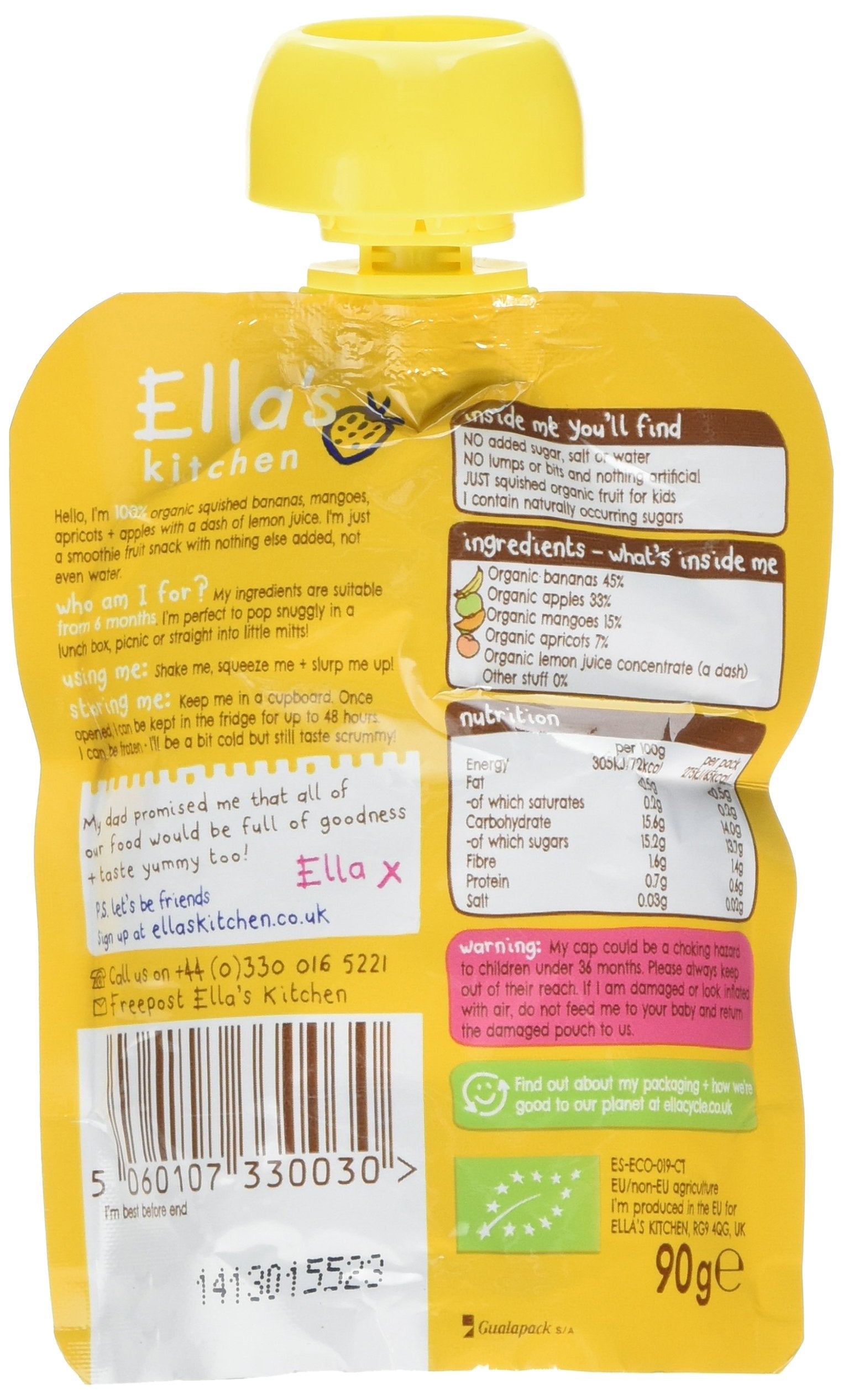 Ella's Kitchen Organic Yellow Smoothie Fruit Pouch, 90g 5