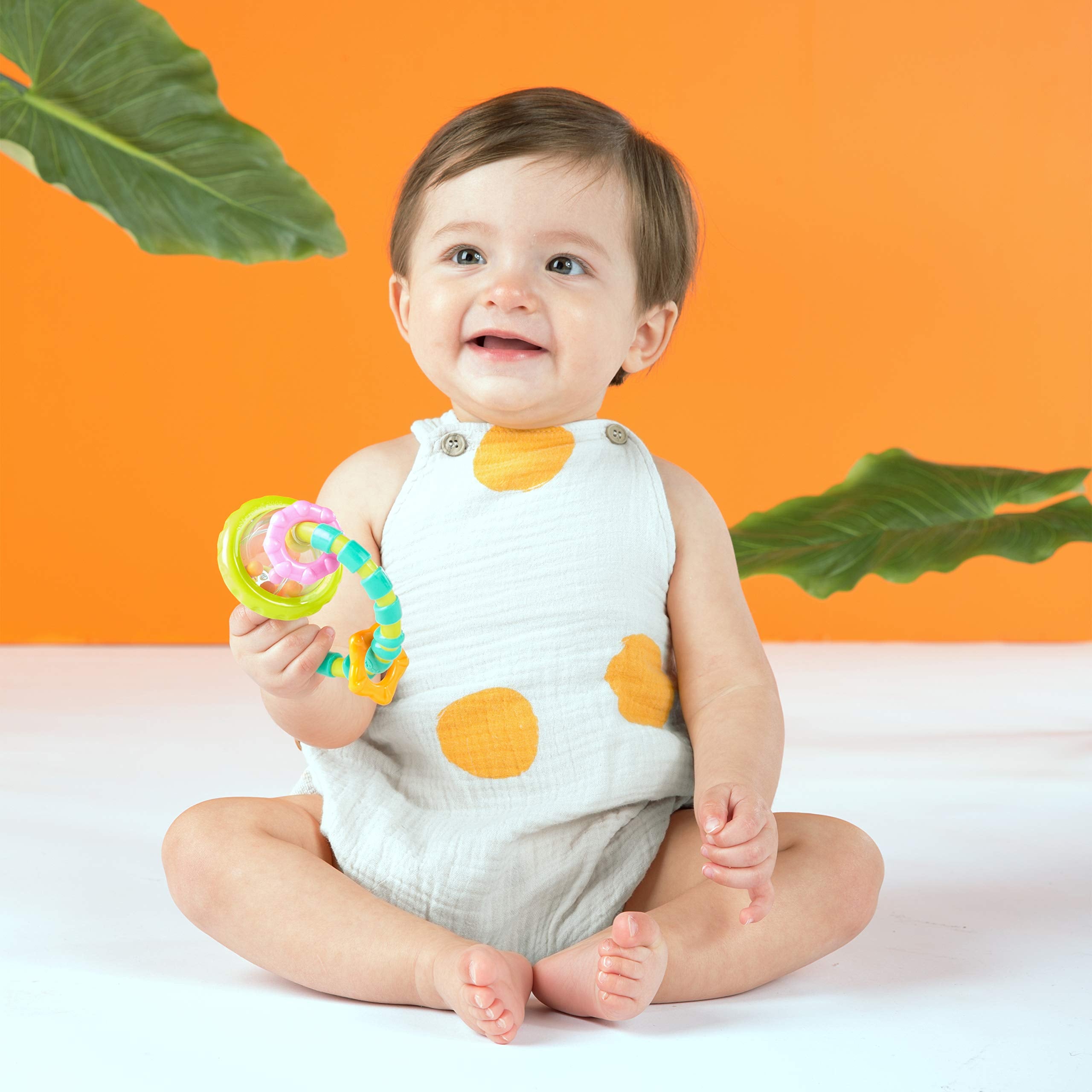 Bright Starts Grab and Spin Rattle Teether Toy - Easy Hold, BPA-Free, Ages 3 Months+ 2