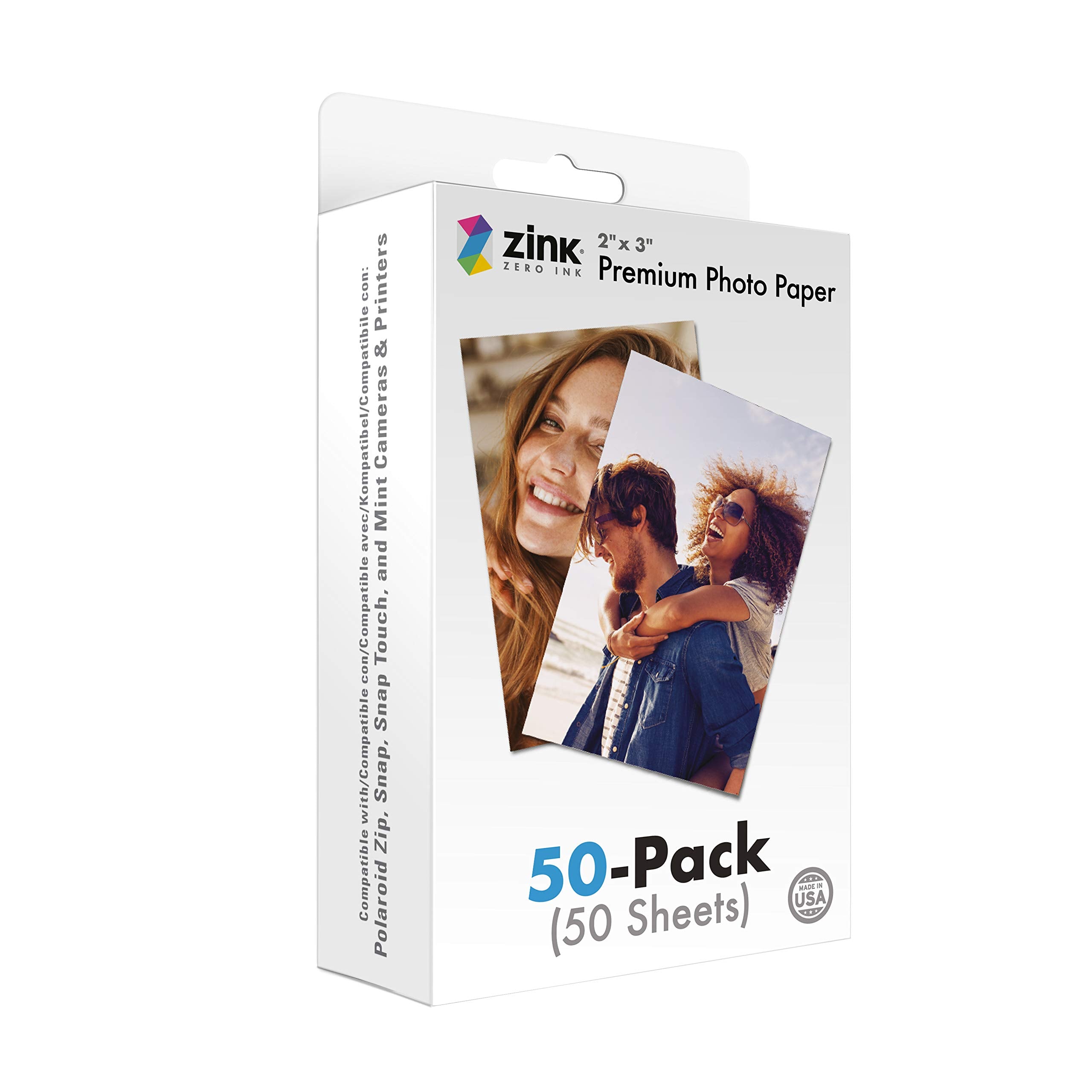 Zink Premium Photo Paper - 2" x 3" Size, 50-Pack | Zero Ink Technology | Sticky-Back 1
