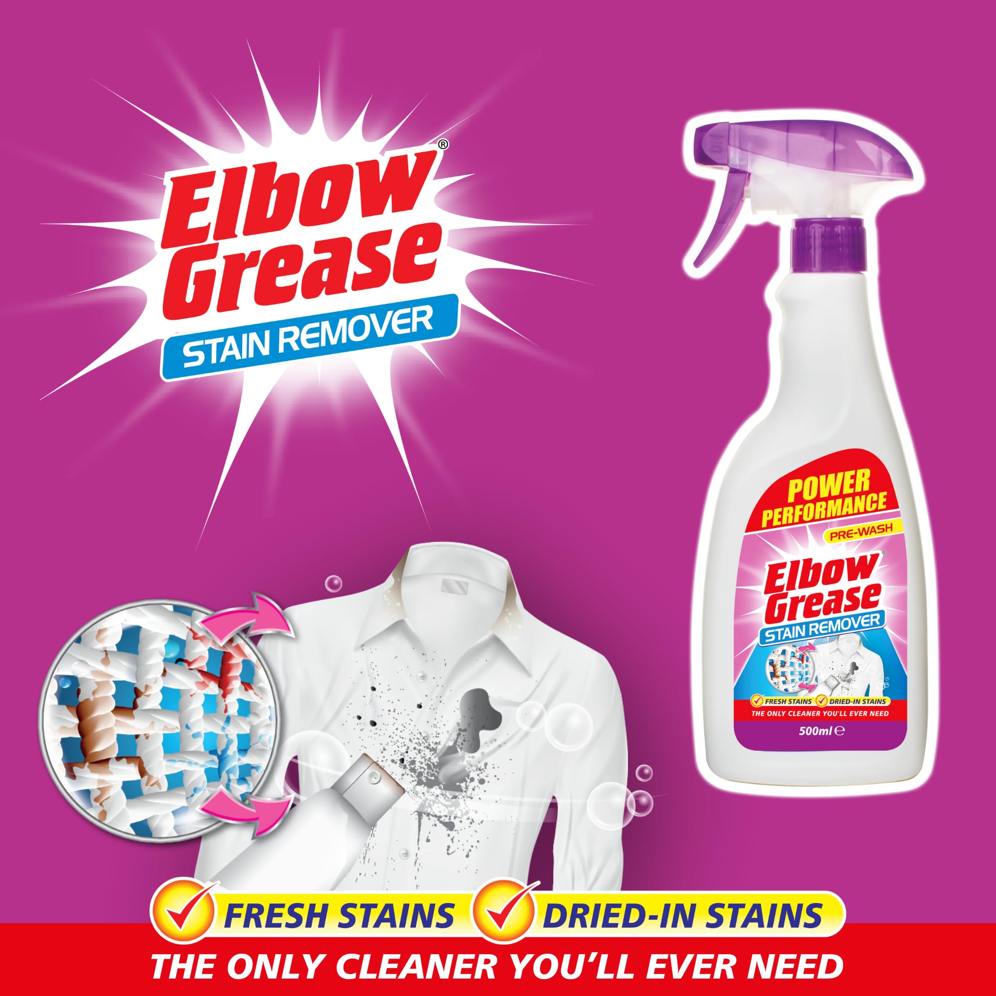 Elbow Grease Stain Remover Spray - Tough on Dried Spills | 500ml