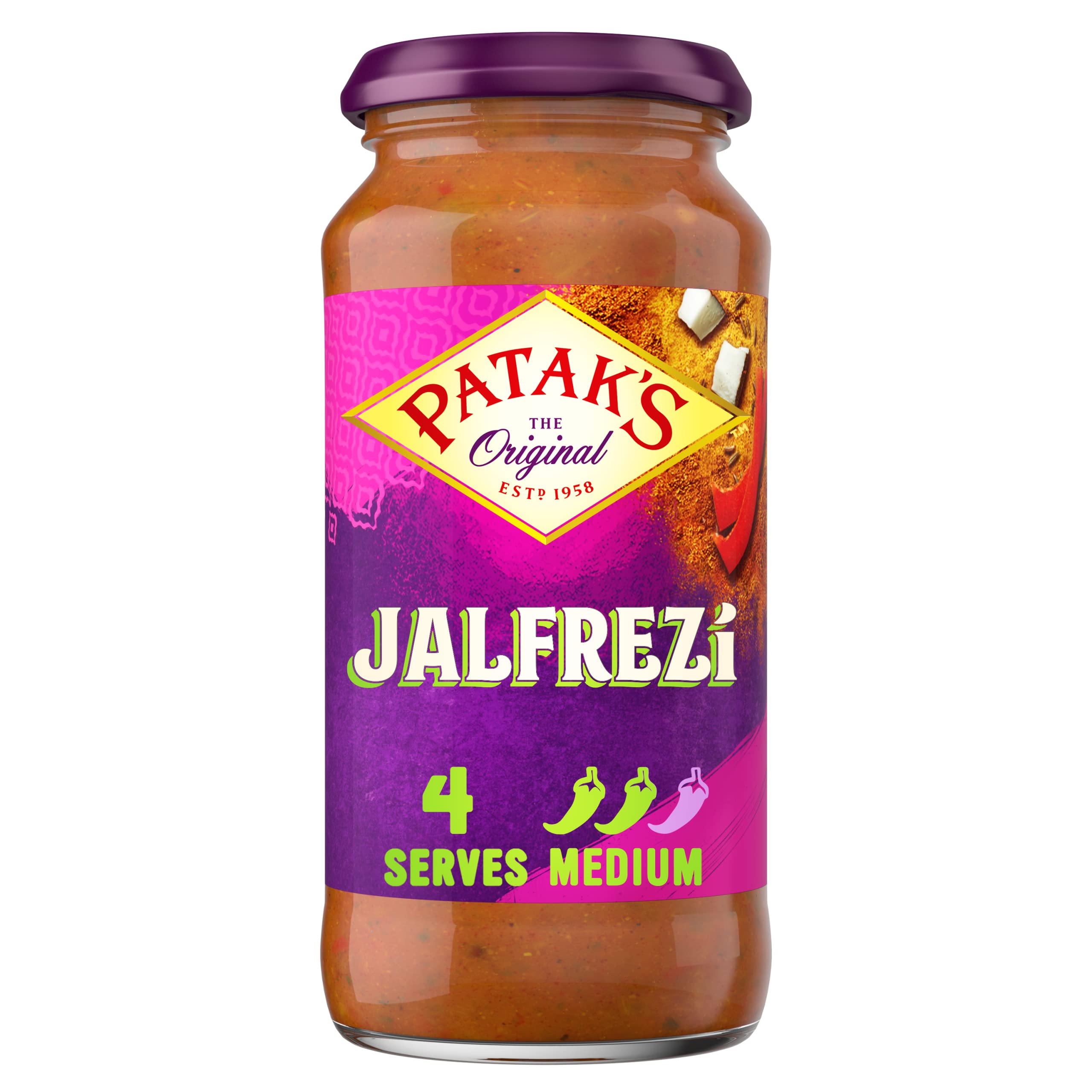 Patak's Jalfrezi Curry Sauce - Medium Spice, Sweet Pepper & Tomato Flavor | 450g
