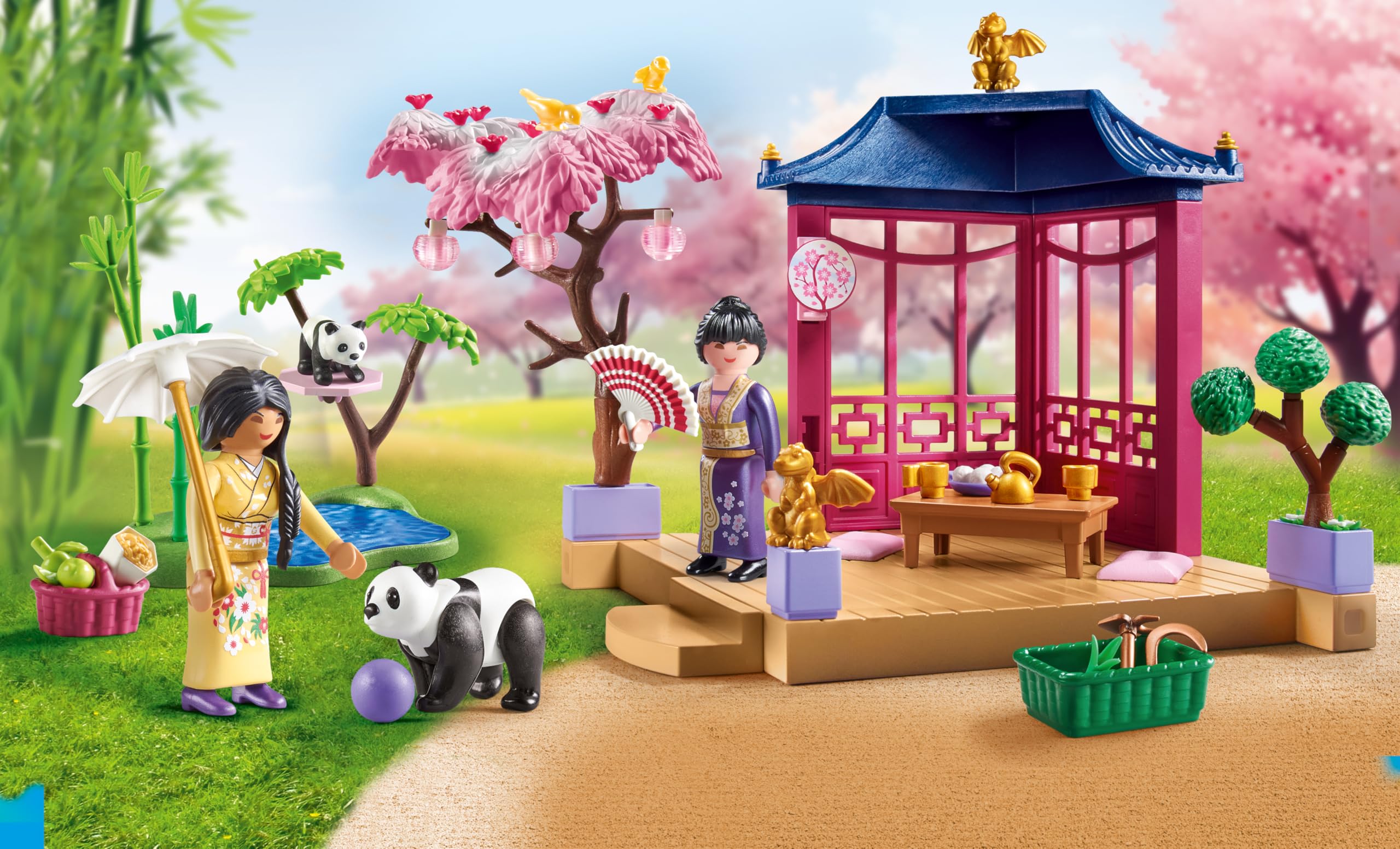 Playmobil My Life Asian Garden with Panda Feeding Playset | Age 4+