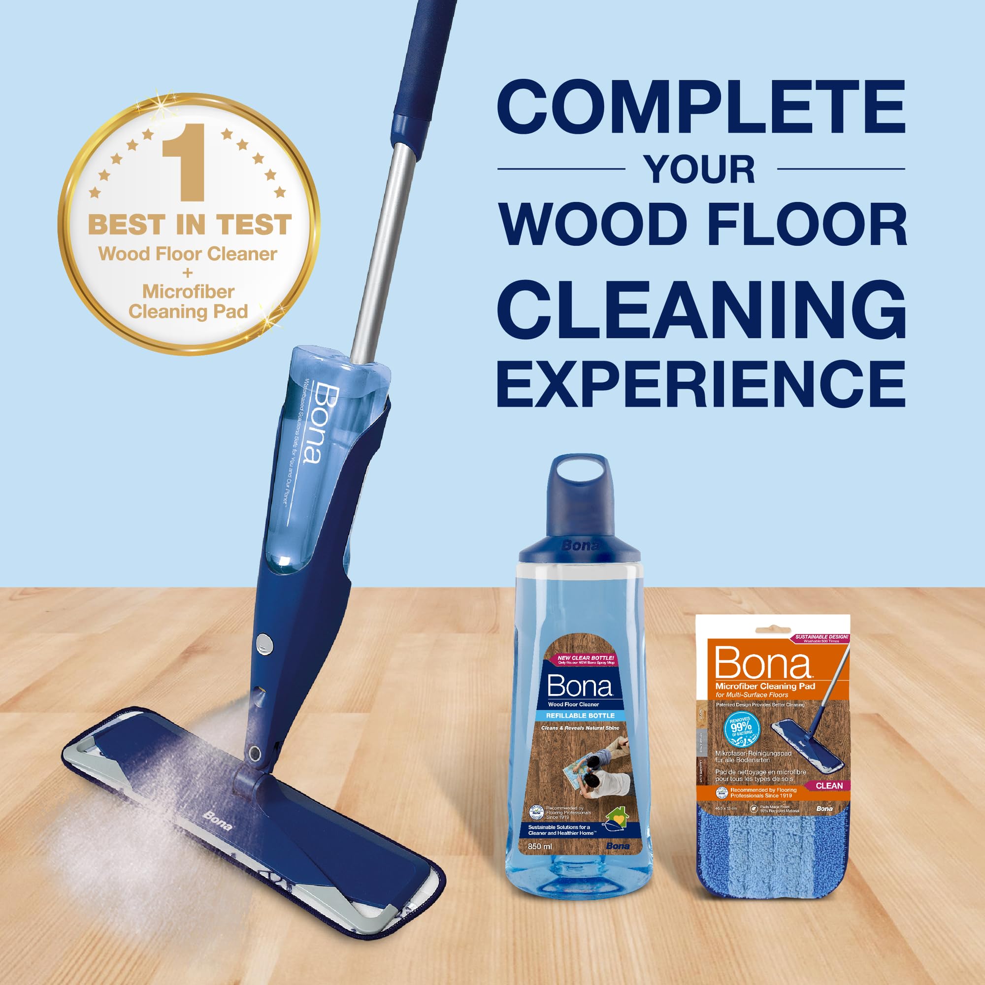 Bona Premium Spray Mop Cartridge - Wood Floor Cleaner for Varnished or Hard Floors, 850ml 6