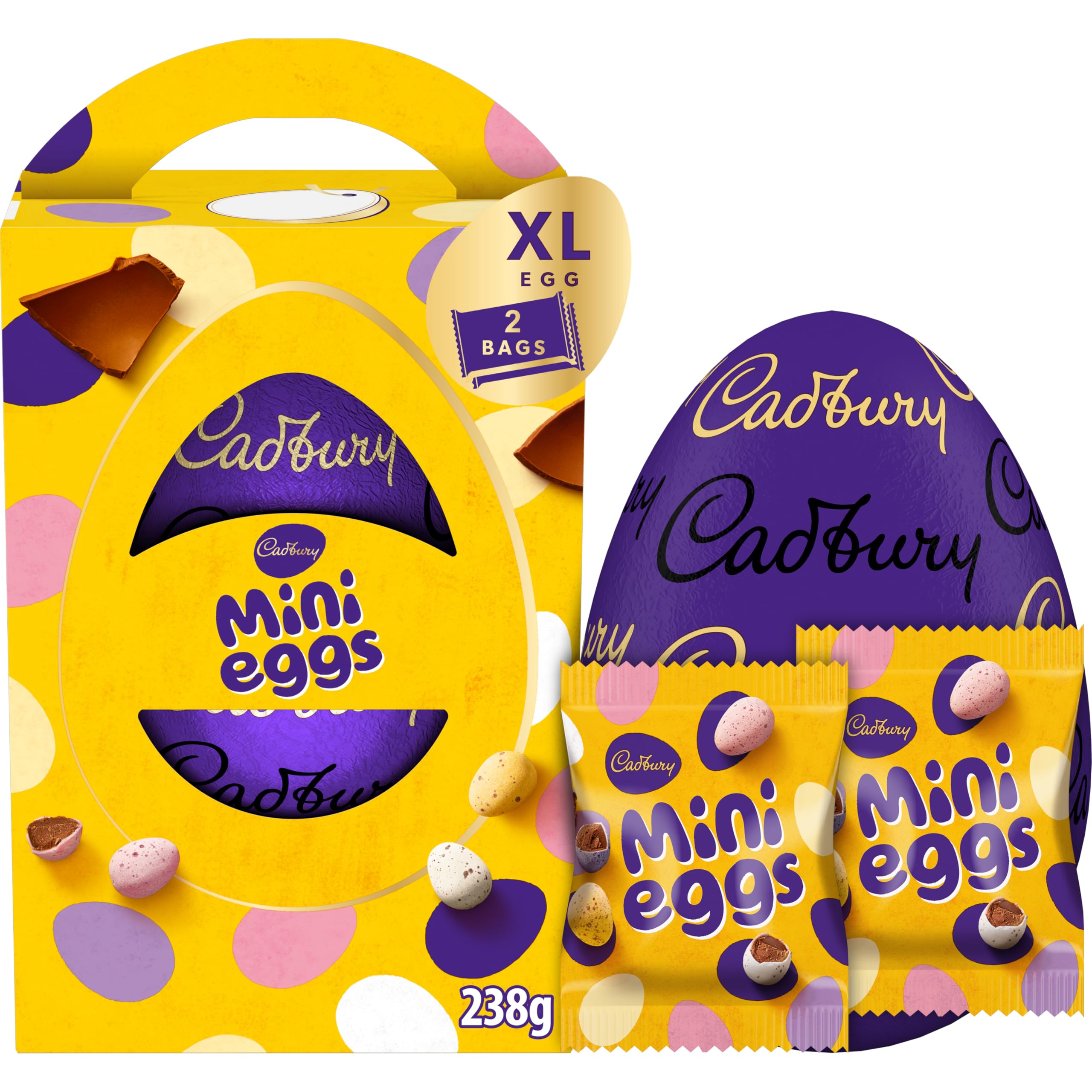 Cadbury Mini Eggs Extra Large Chocolate Easter Egg with 2 Bags | 238g 1