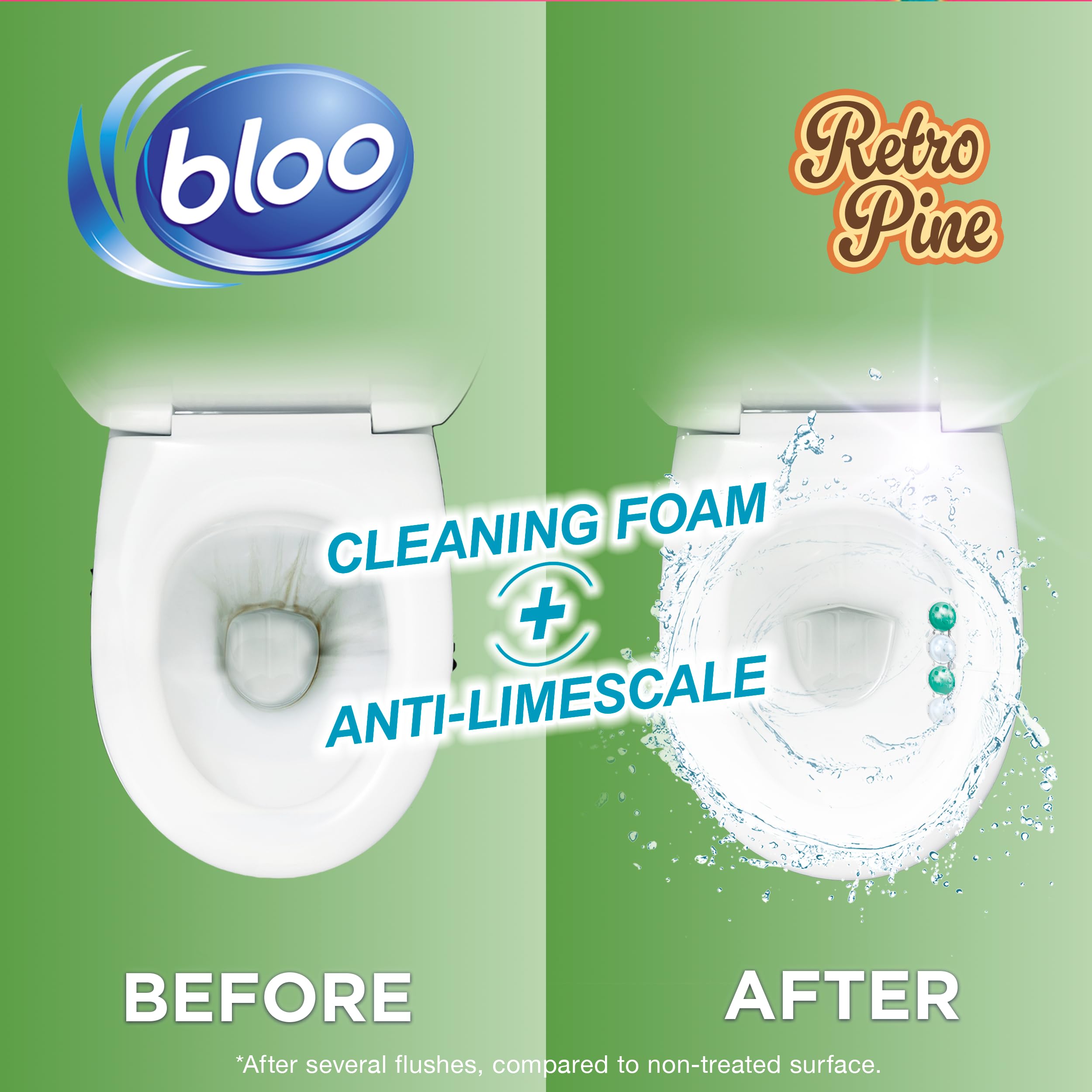 Bloo - Toilet Rim Block Retro Pine (50g) with Pine & Mint Scent 3