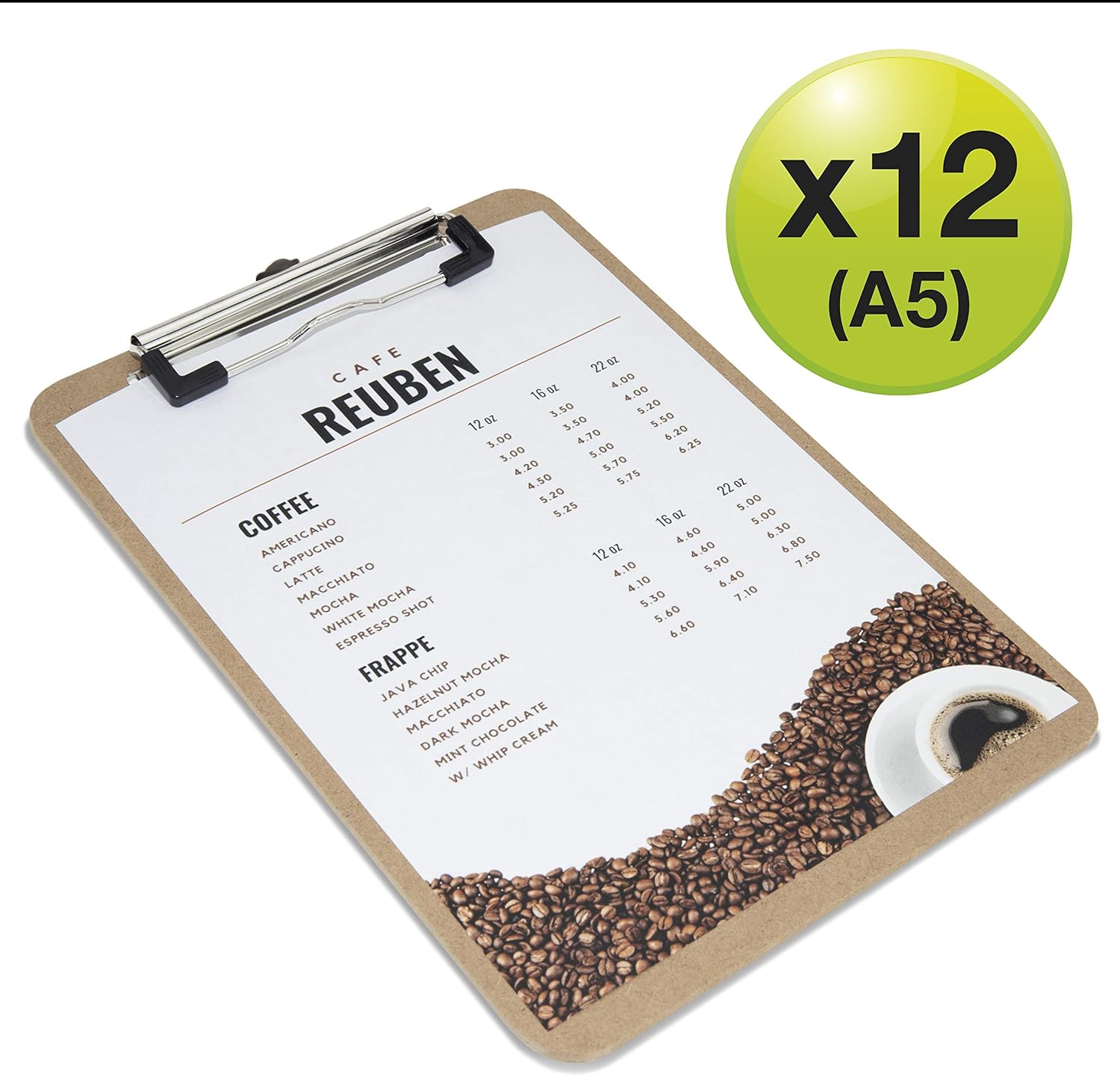 Rapesco 1608 Hardboard Clipboard with Low Profile Clip, A5, Pack 12 3