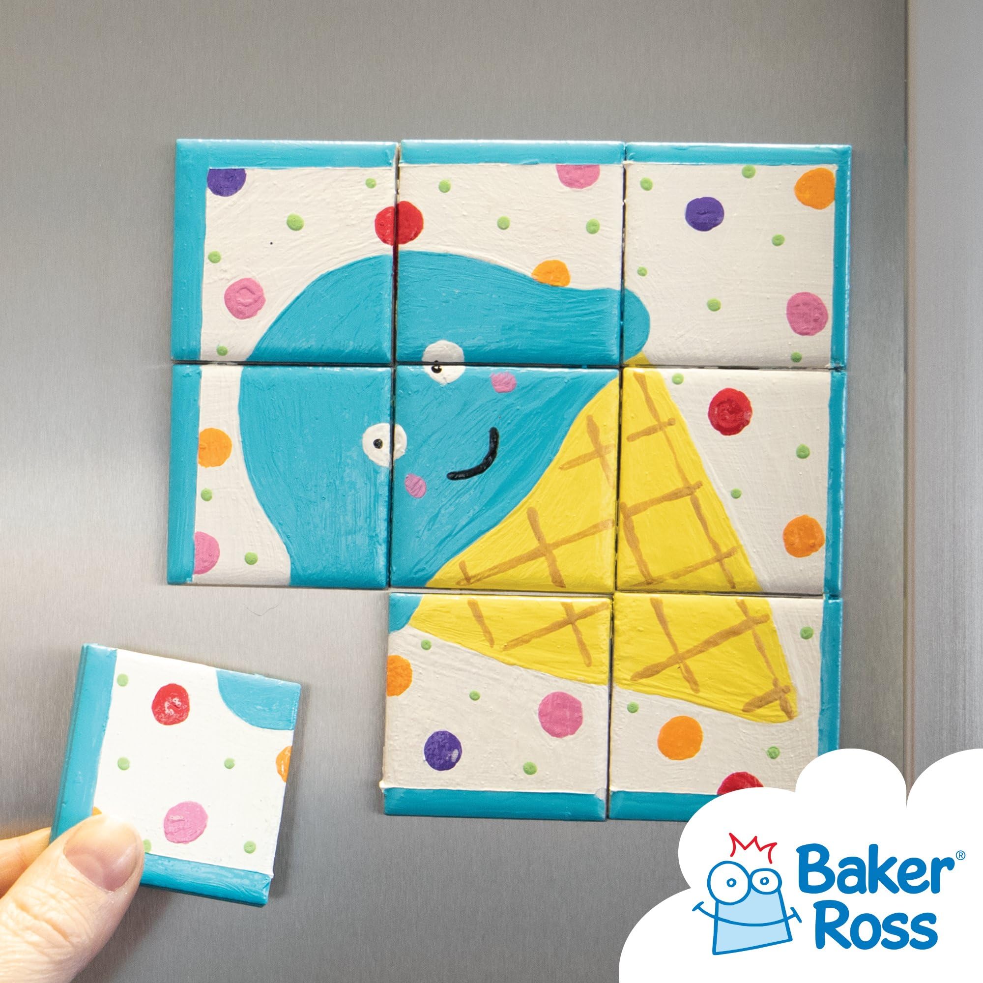 Baker Ross EK506 Porcelain Ceramic Tile Magnets - Pack of 10 | 4.5cm x 4.5cm | Customisable 4
