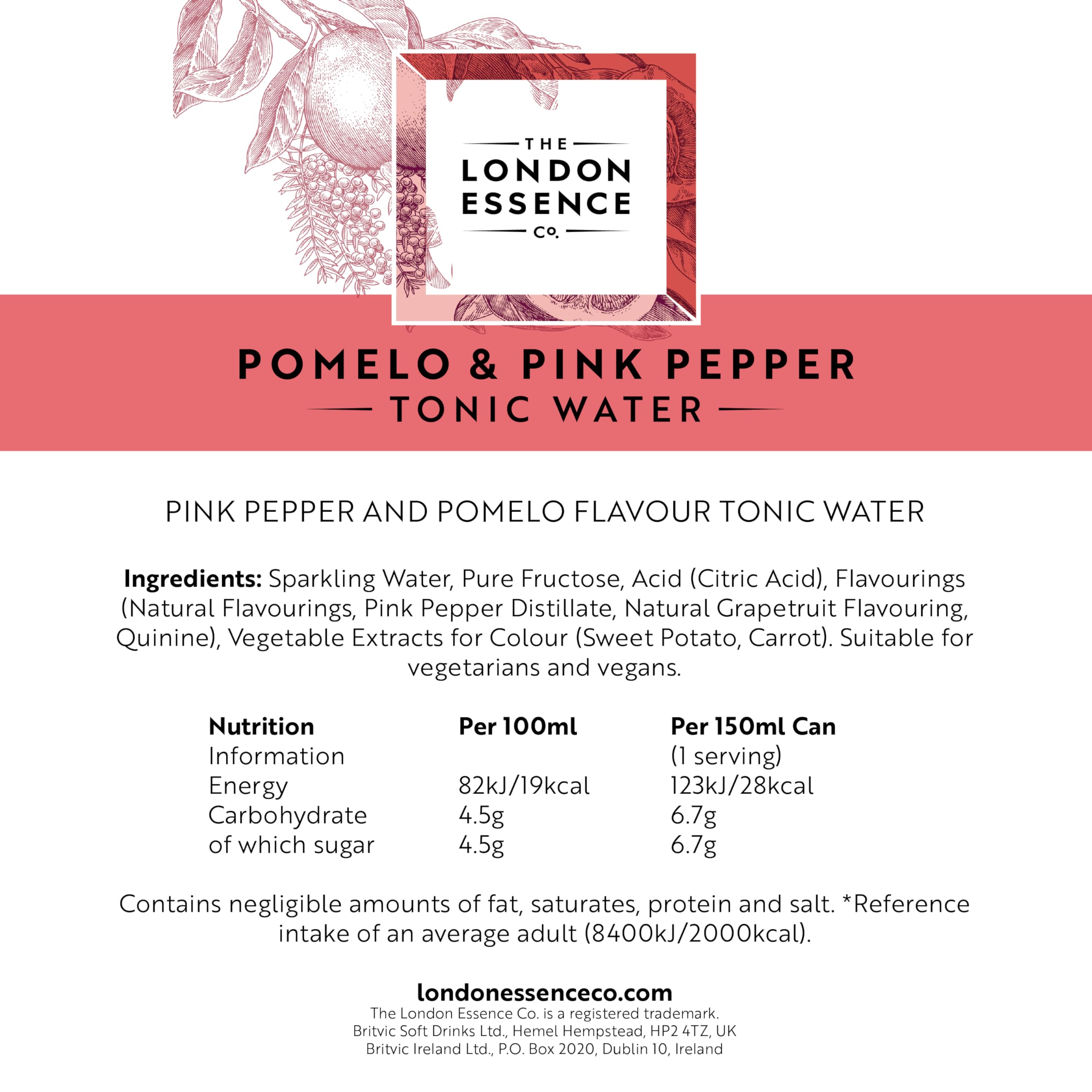 THE LONDON ESSENCE CO. Pomelo & Pink Pepper Tonic - Premium Cocktail Mixer 4