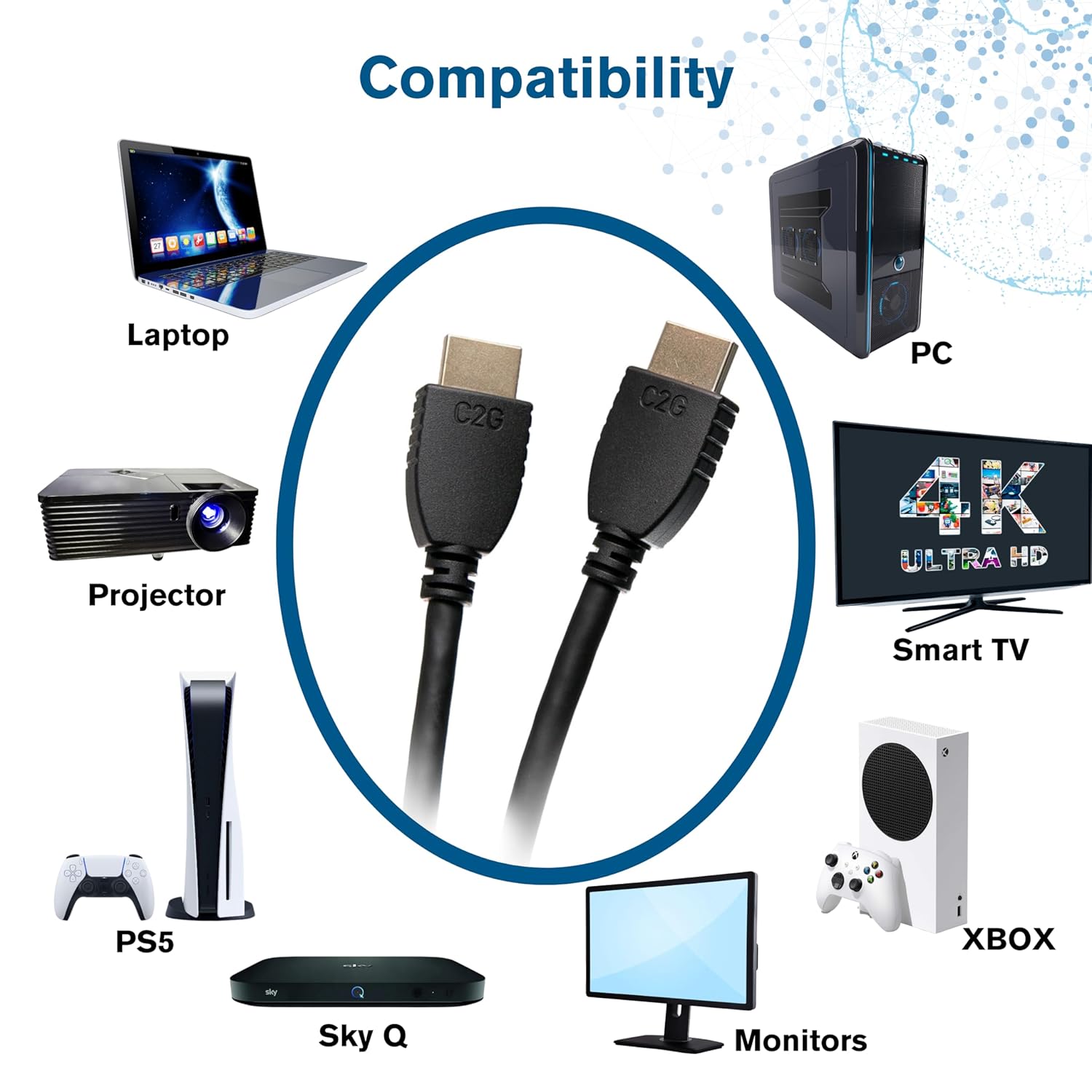 C2G 56783 High Speed HDMI Cable with Ethernet - 4K 60Hz Gold Plated, 2m 4