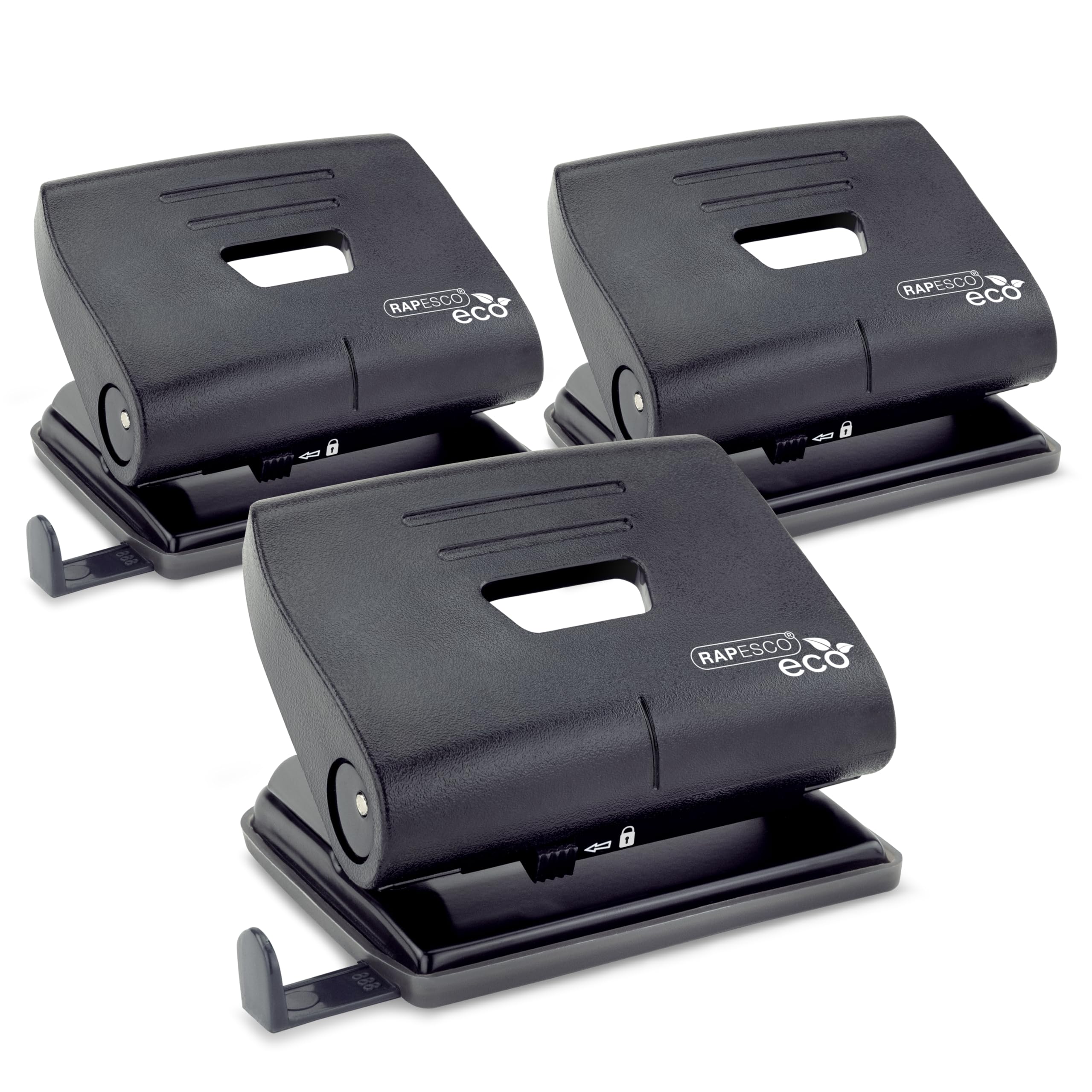 RAPESCO 1757 Business Pack ECO 2-Hole Punch - 22 Sheet Capacity | Black | Pack of 3