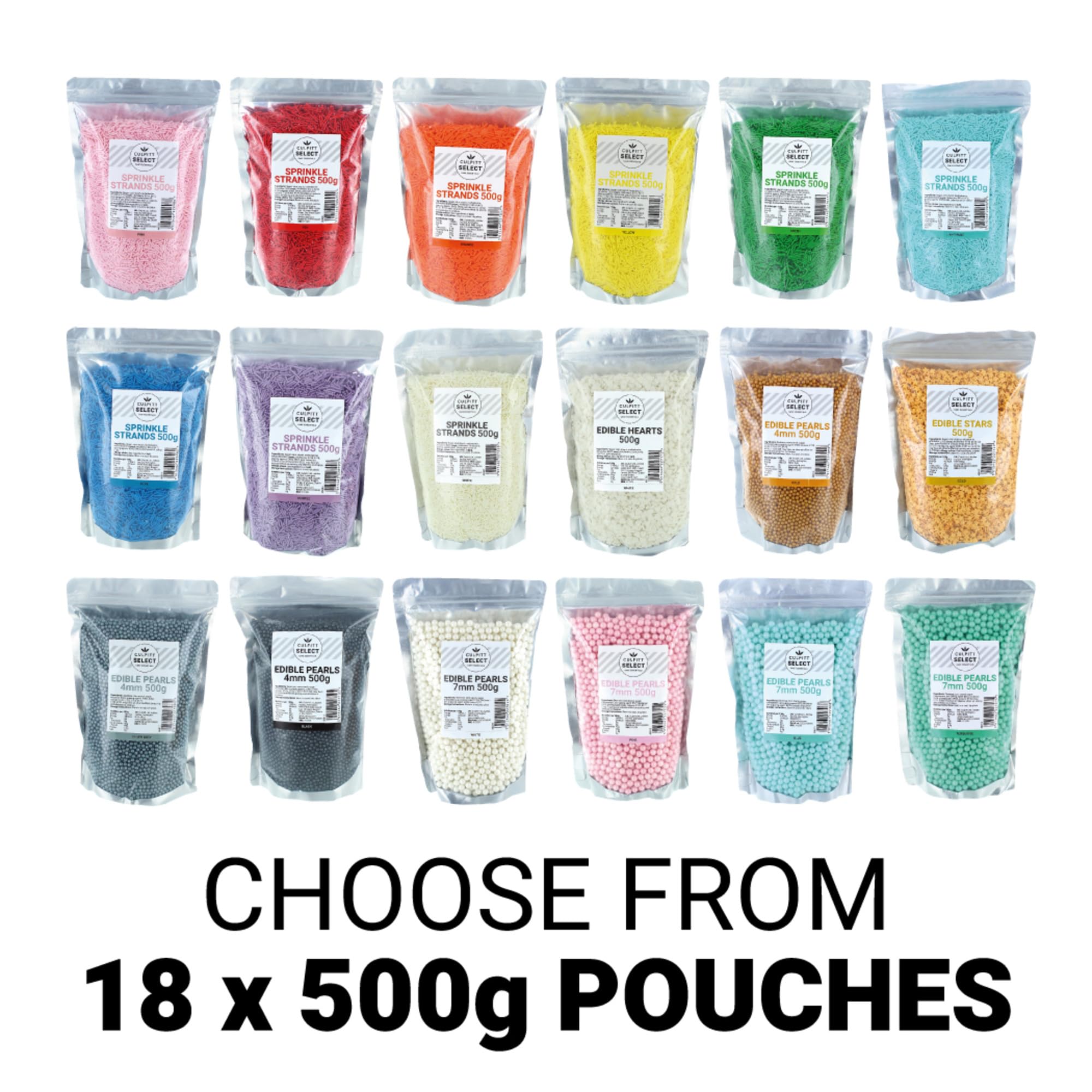 Culpitt Select - White Sugar Strands Cake Sprinkles for Baking & Dessert Decorations | 500g 12