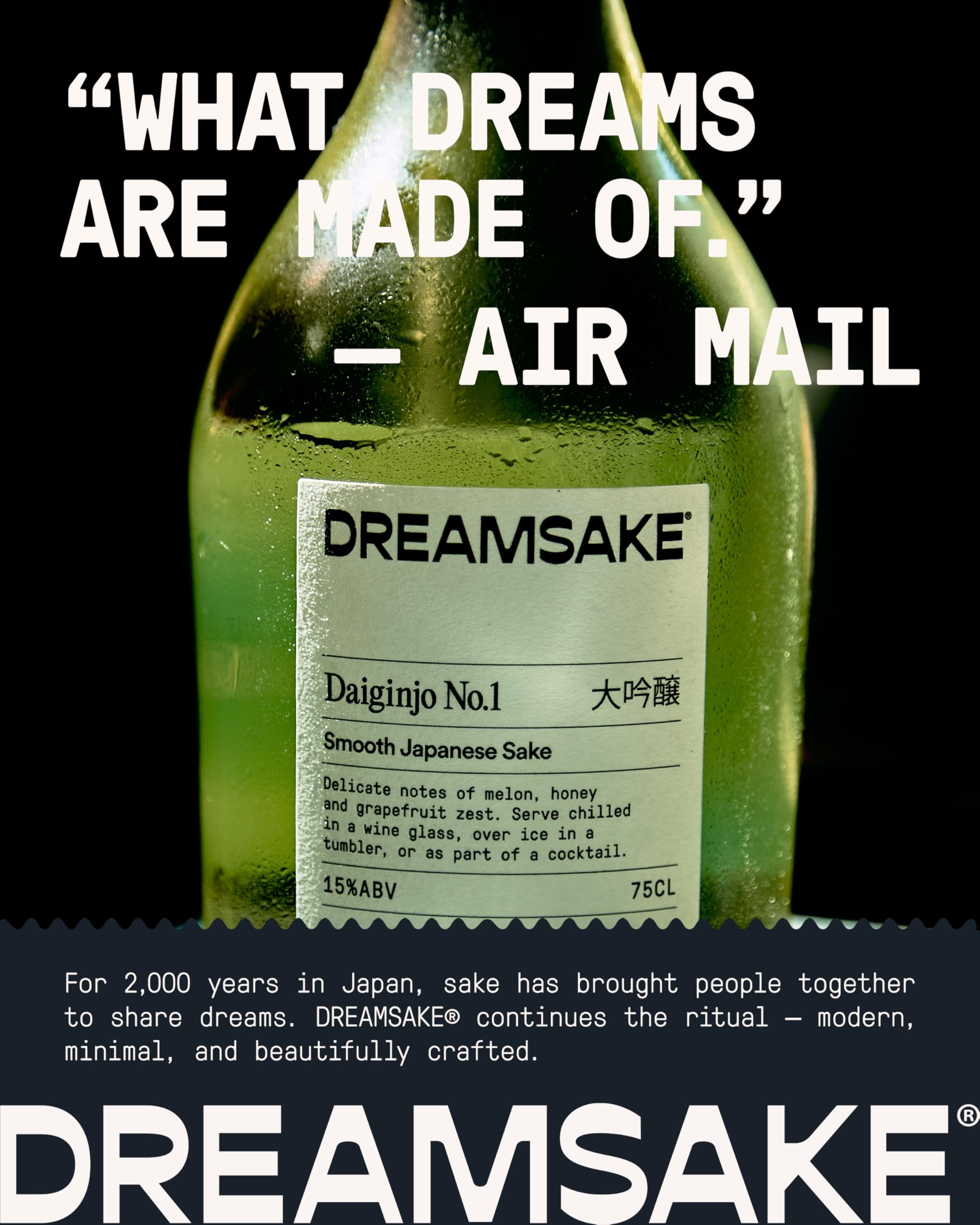 DREAMSAKE Daiginjo No.1 Premium Sake - Hyōgo Brewed, Yamada Nishiki Rice | 75cl, 15.5% ABV 8