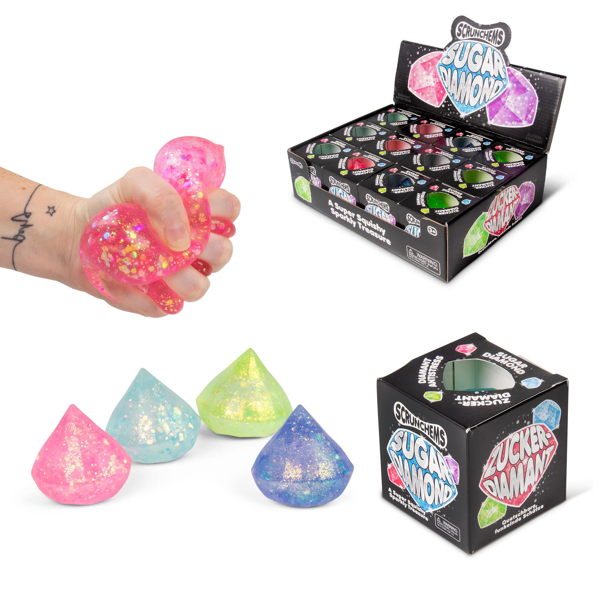 SCRUNCHEMS Sugar Diamond Squeeze Toy - Stress Relief | Hypoallergenic | Ages 3+ 1