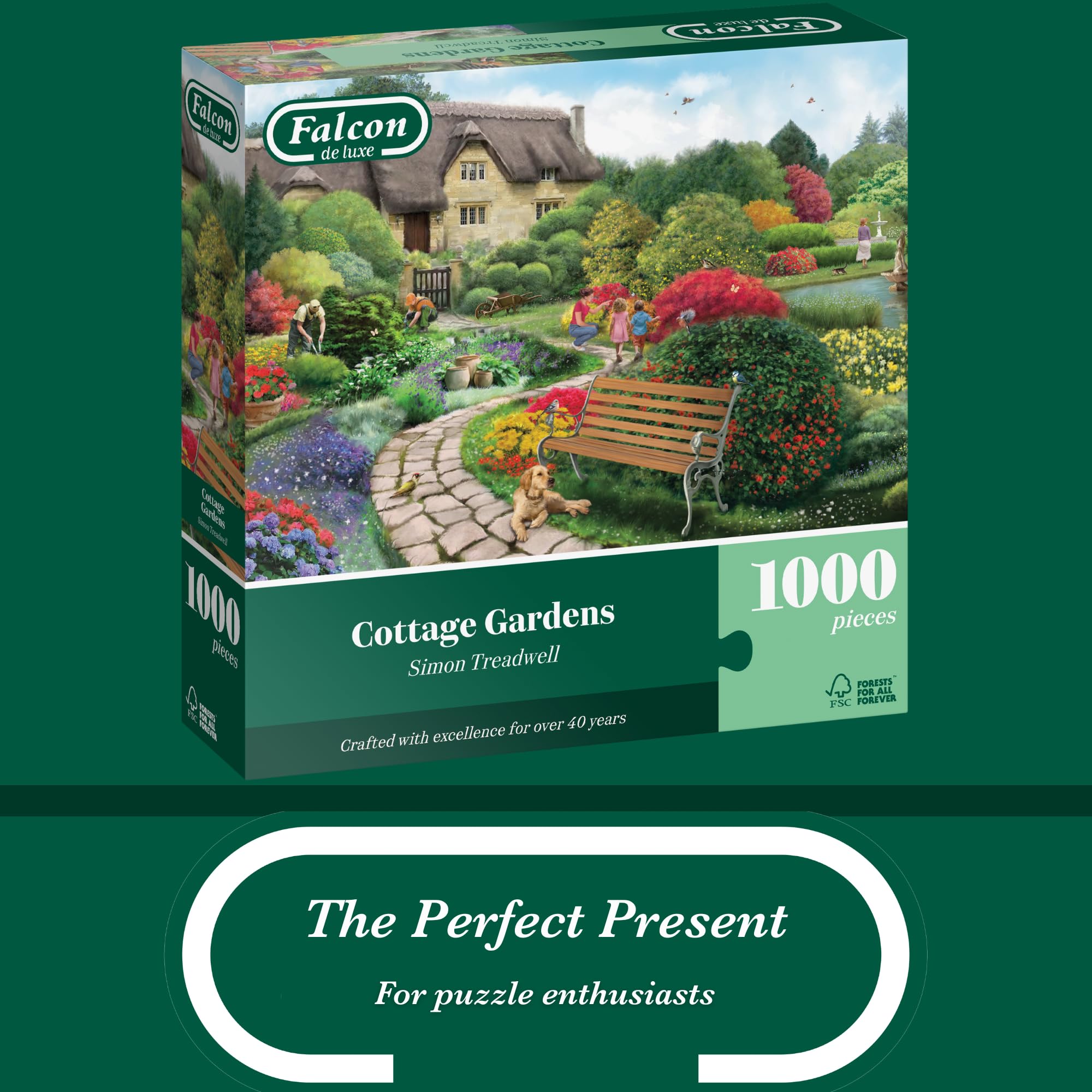 Falcon Cottage Gardens 1000 Piece Jigsaw Puzzle for Adults by Simon Treadwell | 49 cm x 68 cm 2