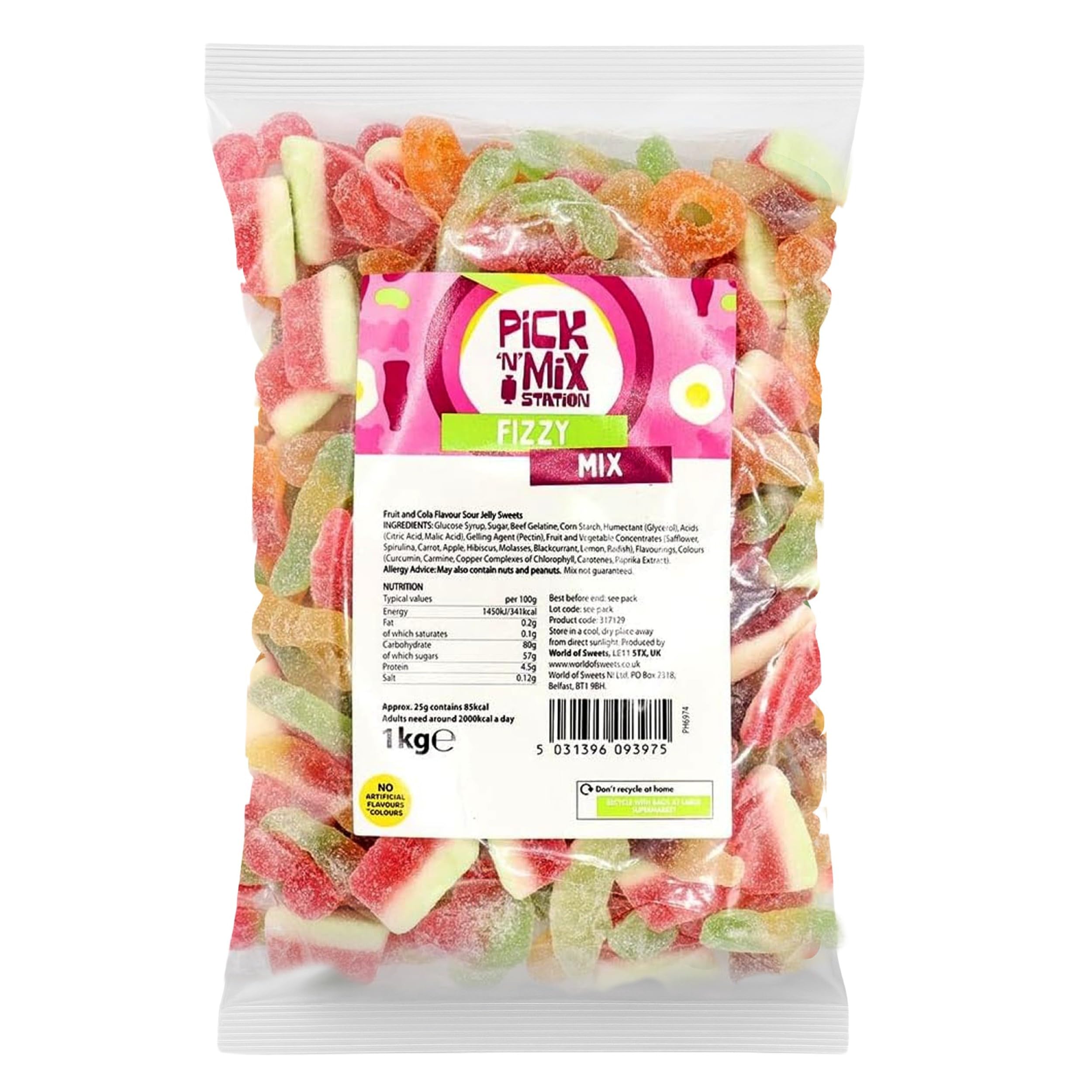Bonds of London Pick 'n' Mix Station Fizzy Mix - Chewy Sour Sweets | 1 kg Bag