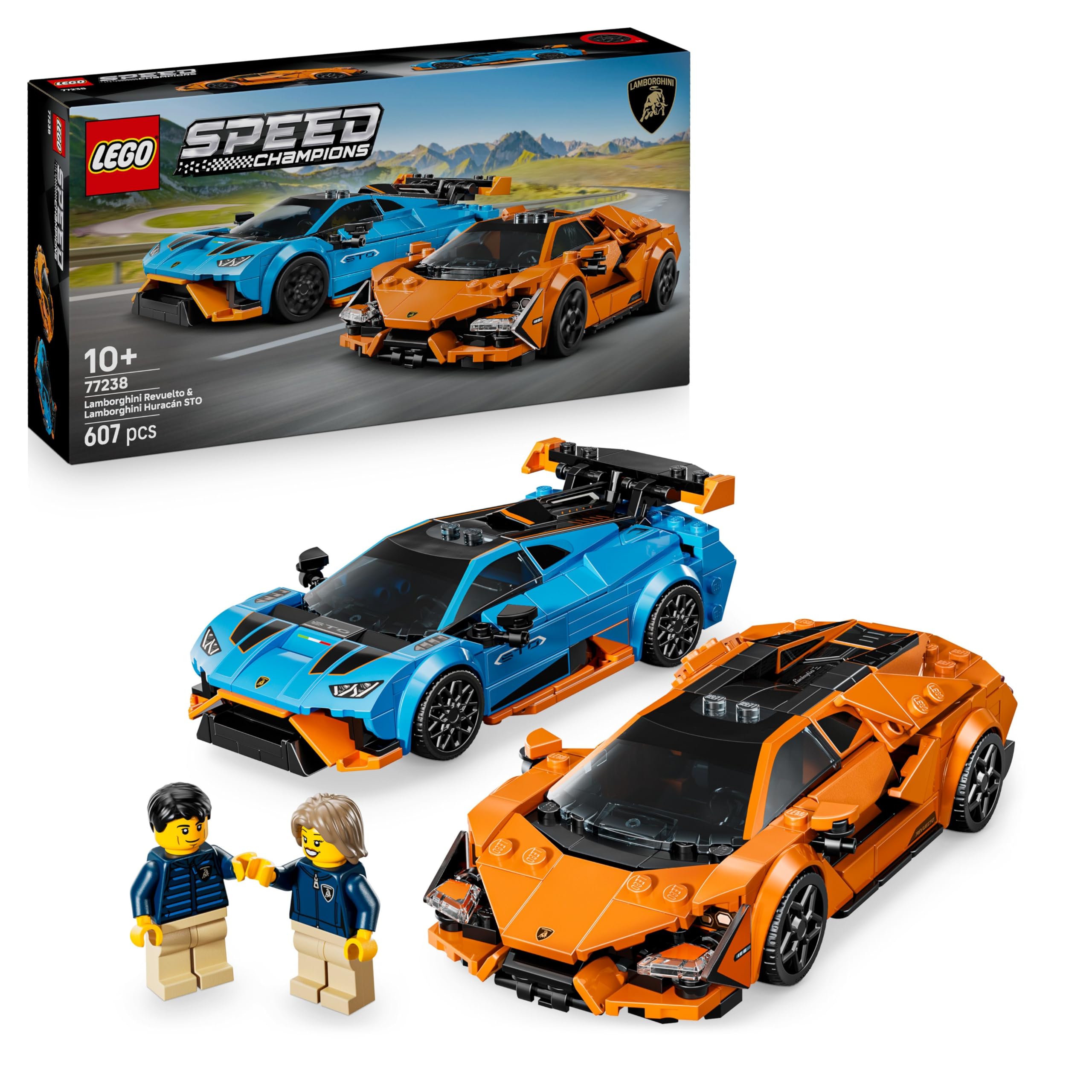 LEGO Speed Champions Lamborghini Revuelto & Huracán STO Building Set - 607-Piece Car Model Kit for Ages 10+ 1