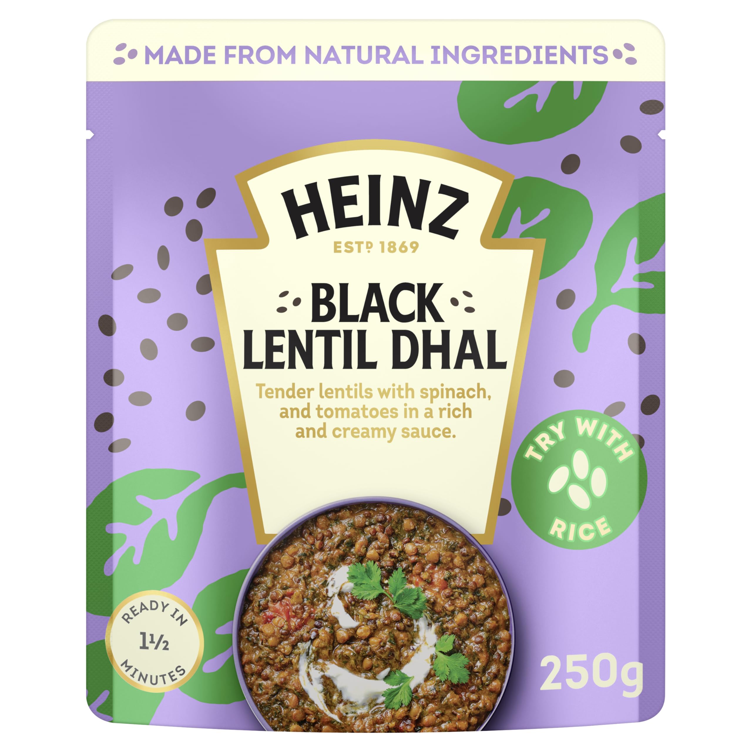 HEINZ Black Lentil Dhal with Spinach and Tomatoes - Meal for One | Ready in 1.5 Mins | Vegetarian 1