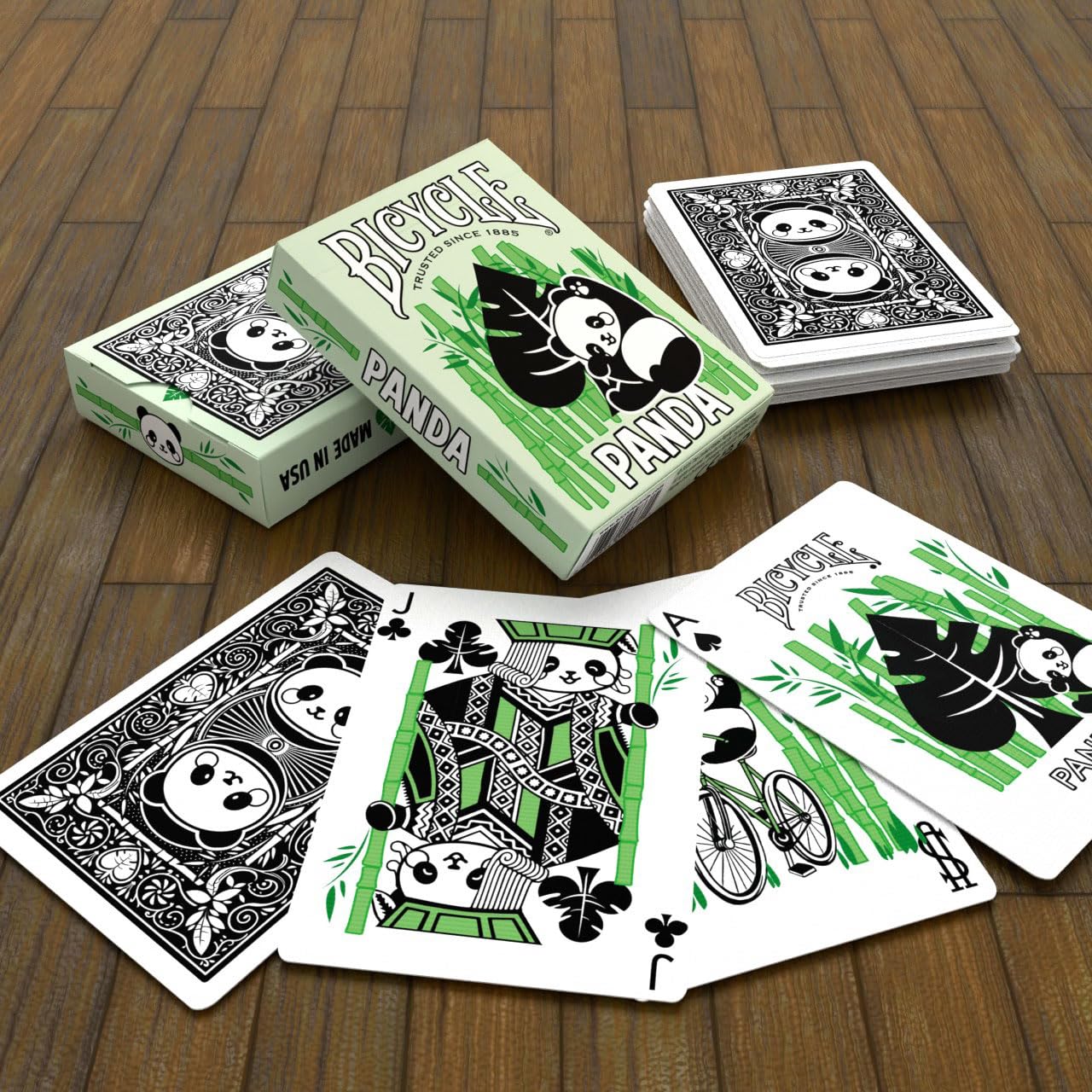 Bicycle Panda Cute Animal Playing Cards, 1 Deck, Green 11