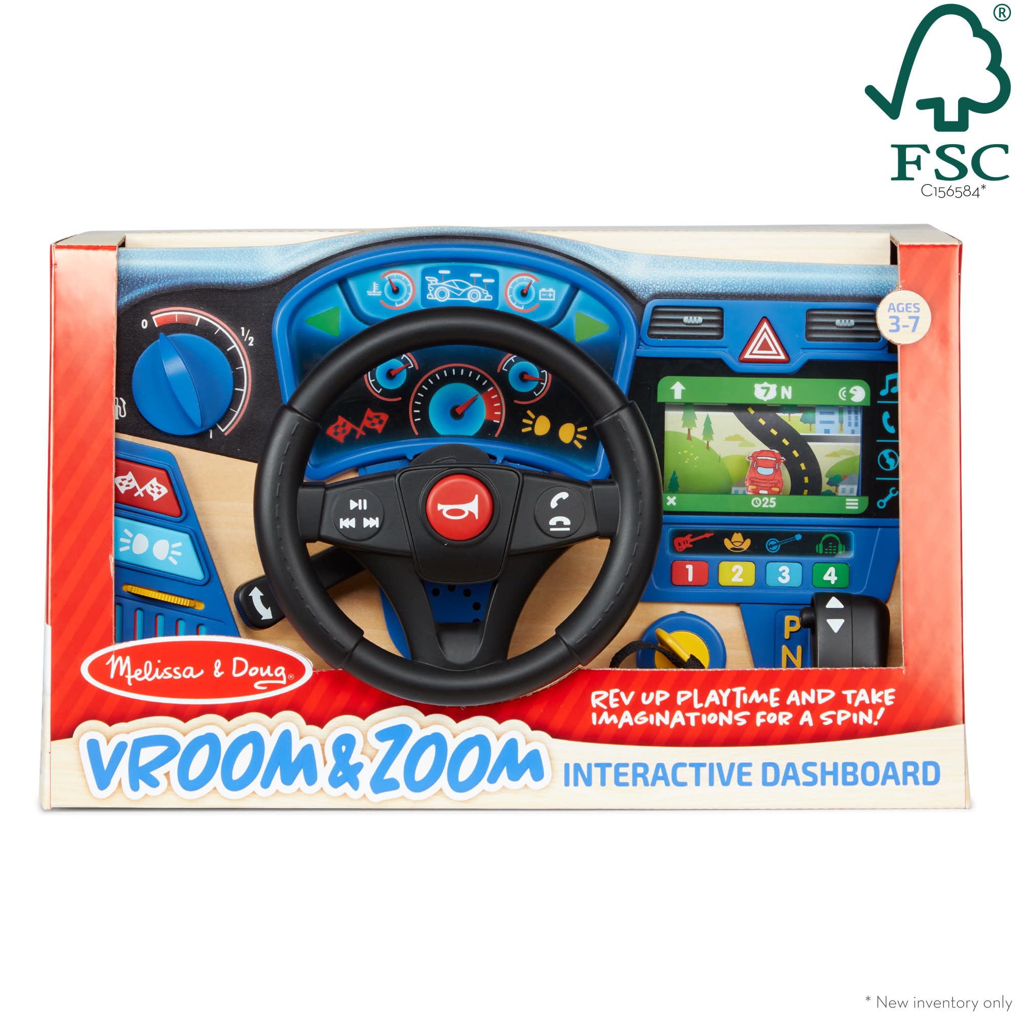 Spin Master Wooden Dashboard Toy - Realistic Steering Wheel & Lights | Ages 3-7 3