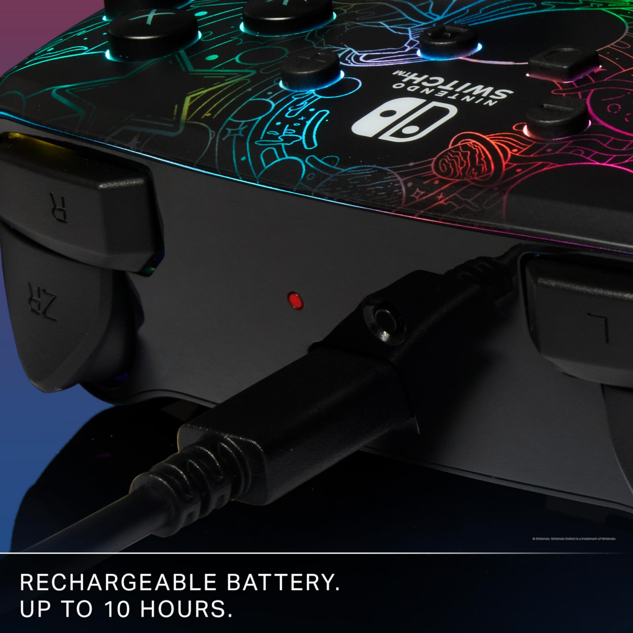 PowerA Enhanced Wireless Controller for Nintendo Switch - Galactic Vortex with Lumectra RGB Lighting, Mappable Buttons, Motion Controls, Officially Licensed 6