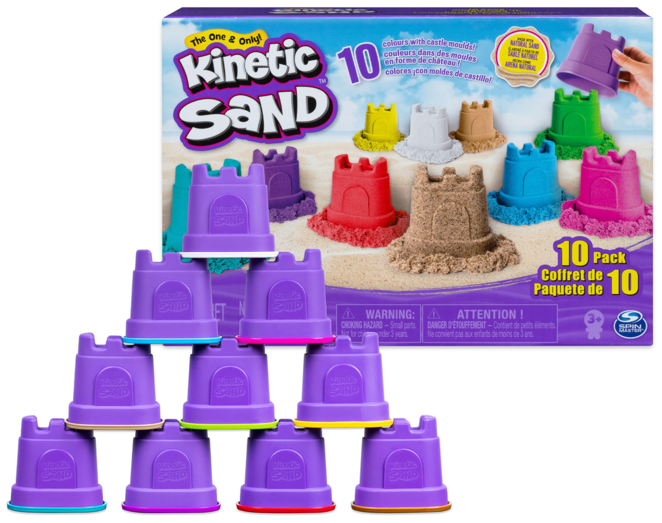 Kinetic Sand Castle Containers 10-Colour Pack | Non-Toxic Sensory Play Sand for Ages 3+ 1
