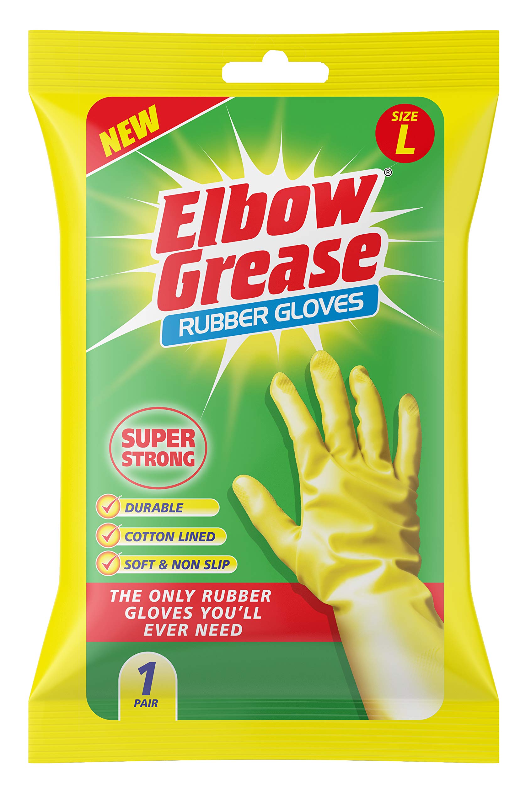 Elbow Grease Rubber Gloves - Super Strong & Durable | Cotton Lined | Size L (Pack of 1) 1