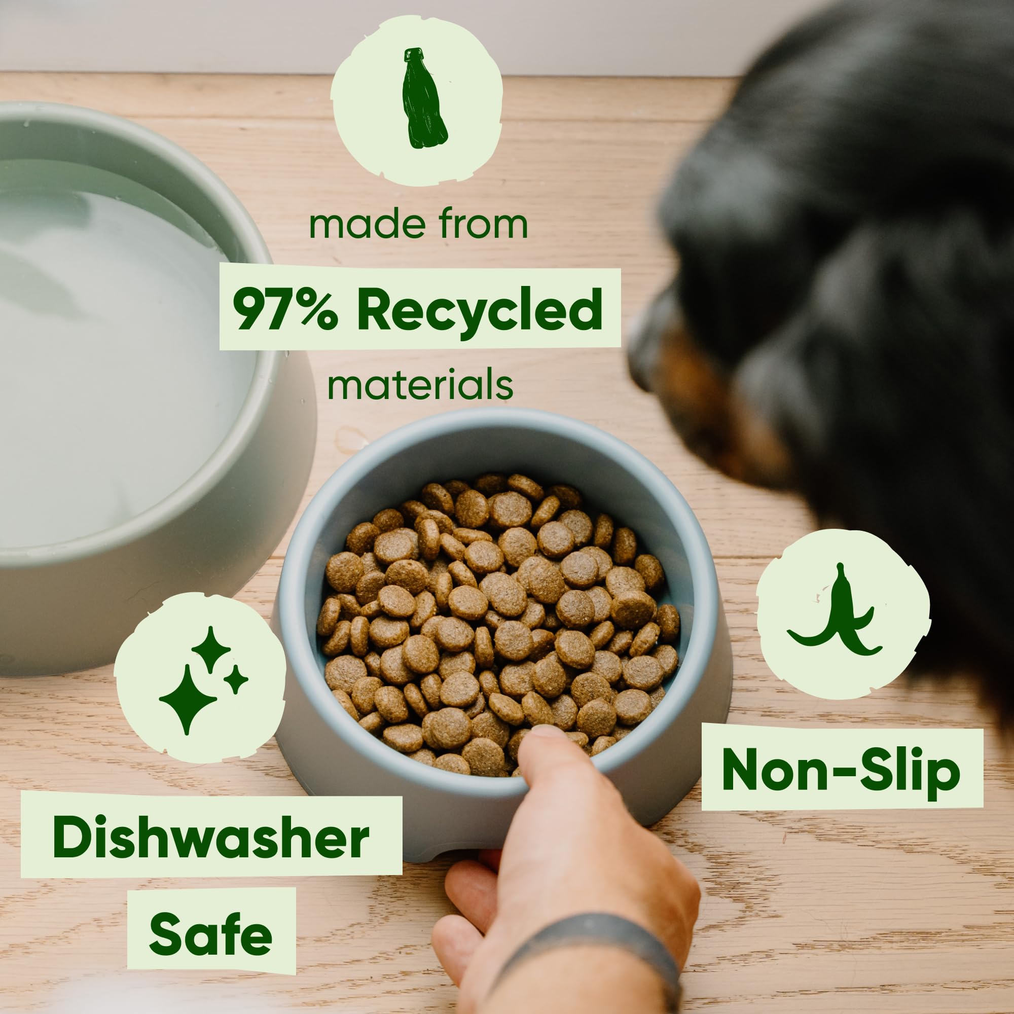 Beco Dog Bowl - Steady Non-Slip Food & Water Bowl | Large | Recycled Plastic 2