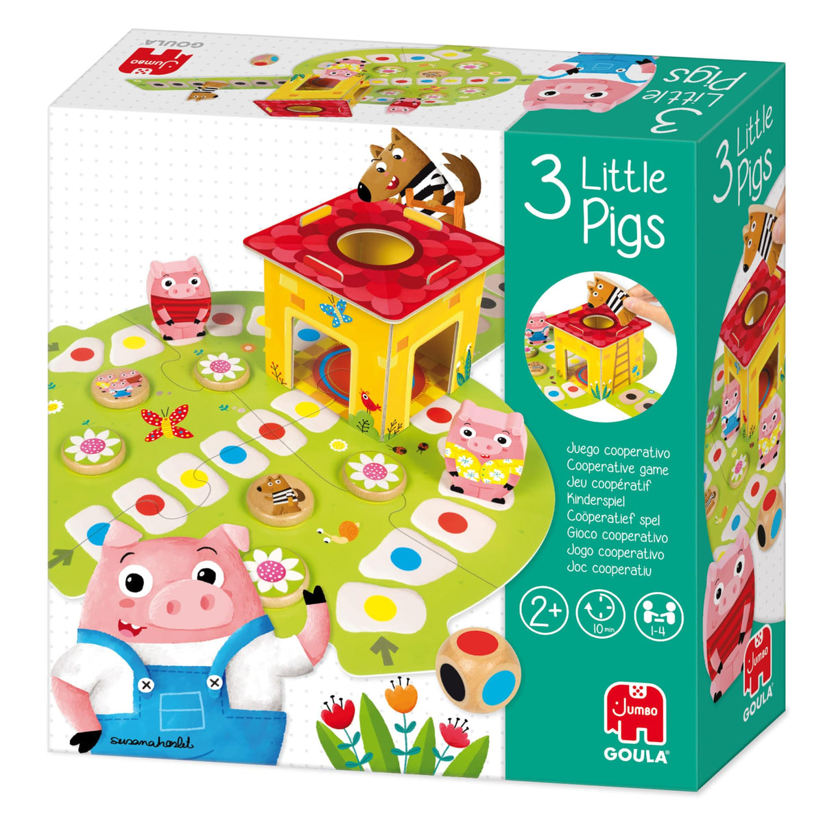 Goula 3 Little Pigs Game - Cooperative Board Game & Jigsaw Puzzle | Ages 2+ | 1-4 Players