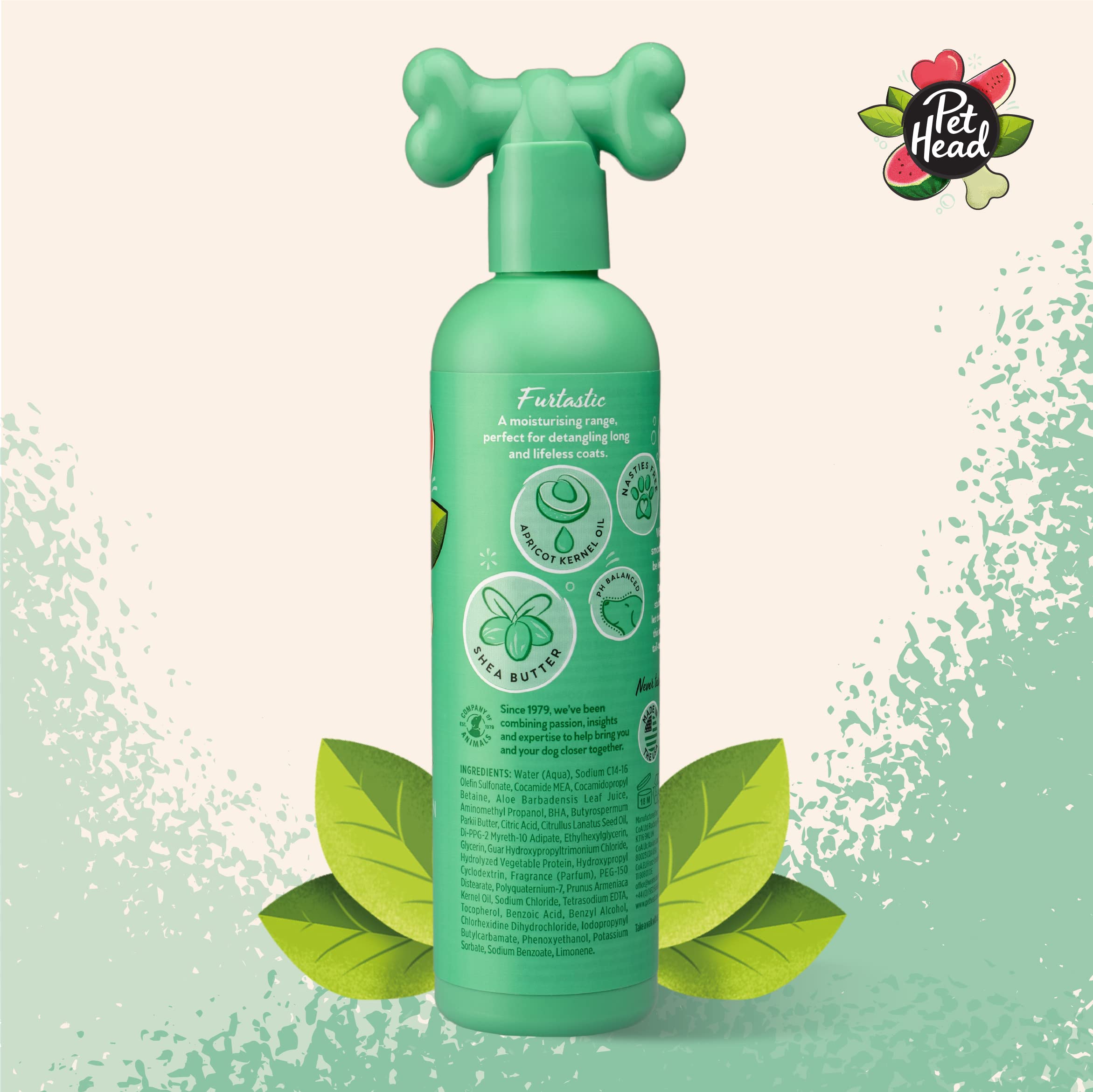 Pet Head Furtastic Dog Shampoo - Watermelon Scent, Knot Detangler for Long & Curly Coats | 300ml
