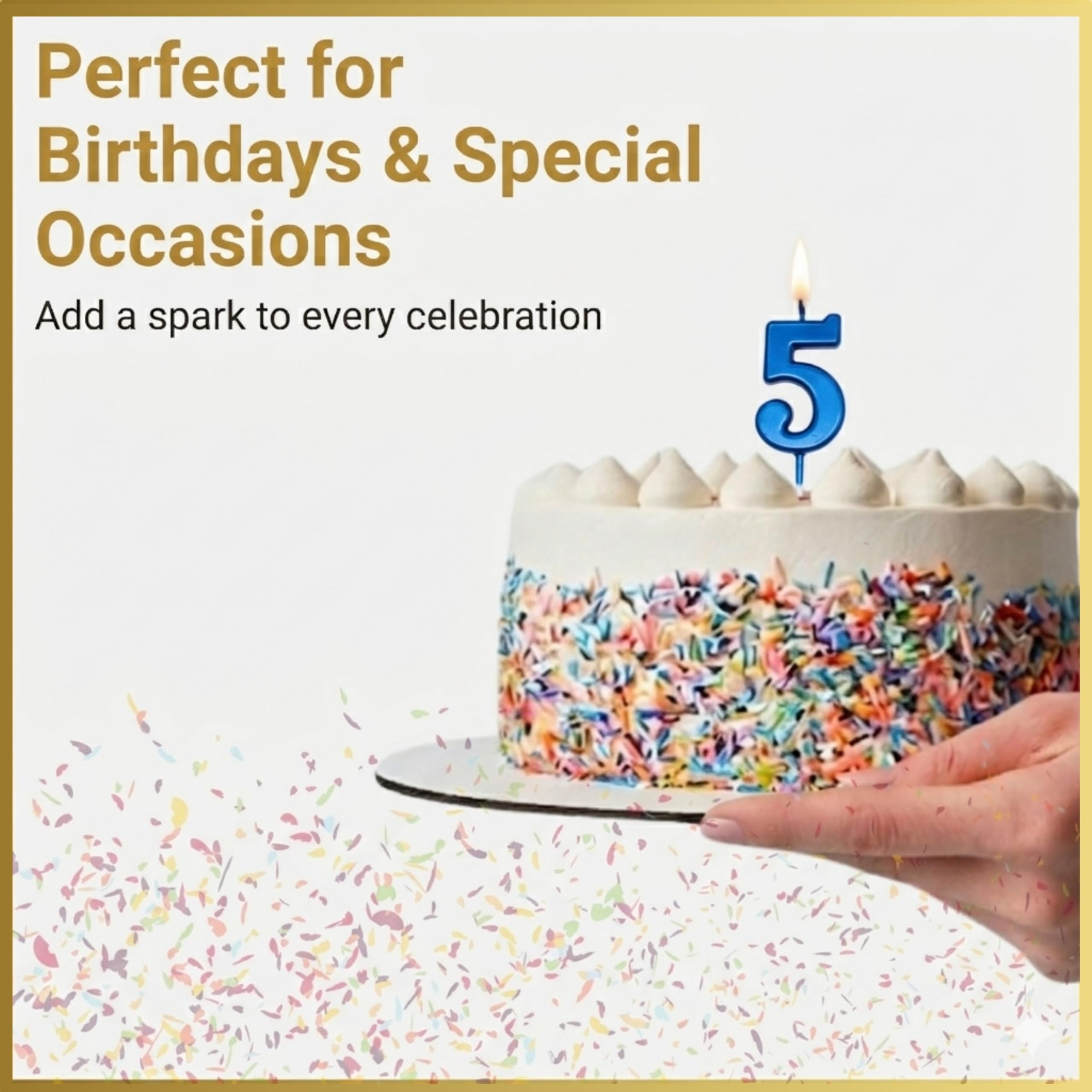 SHATCHI Number 5 Birthday Candle - Blue Wax Cake Topper for Milestone Celebrations | Smokeless, Non-Toxic 5