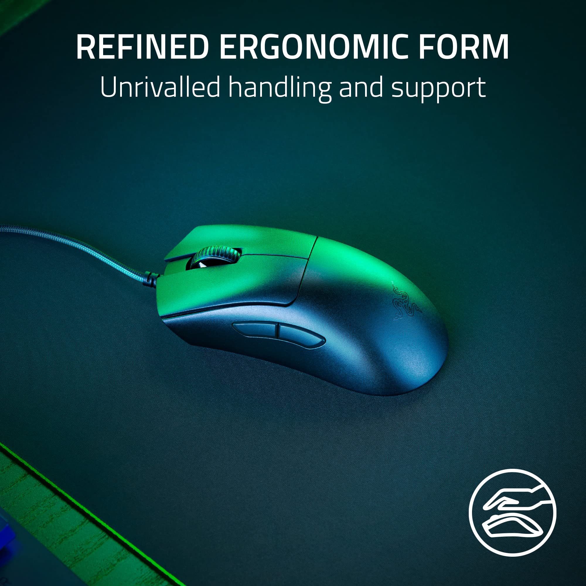 Razer DeathAdder V3 Wired Gaming Mouse: 59g Ultra Lightweight - Focus Pro 30K Optical Sensor - Fast Optical Switches Gen-3-8K Hz HyperPolling-6 Programmable Buttons -Ergonomic -Speedflex Cable- Black 9