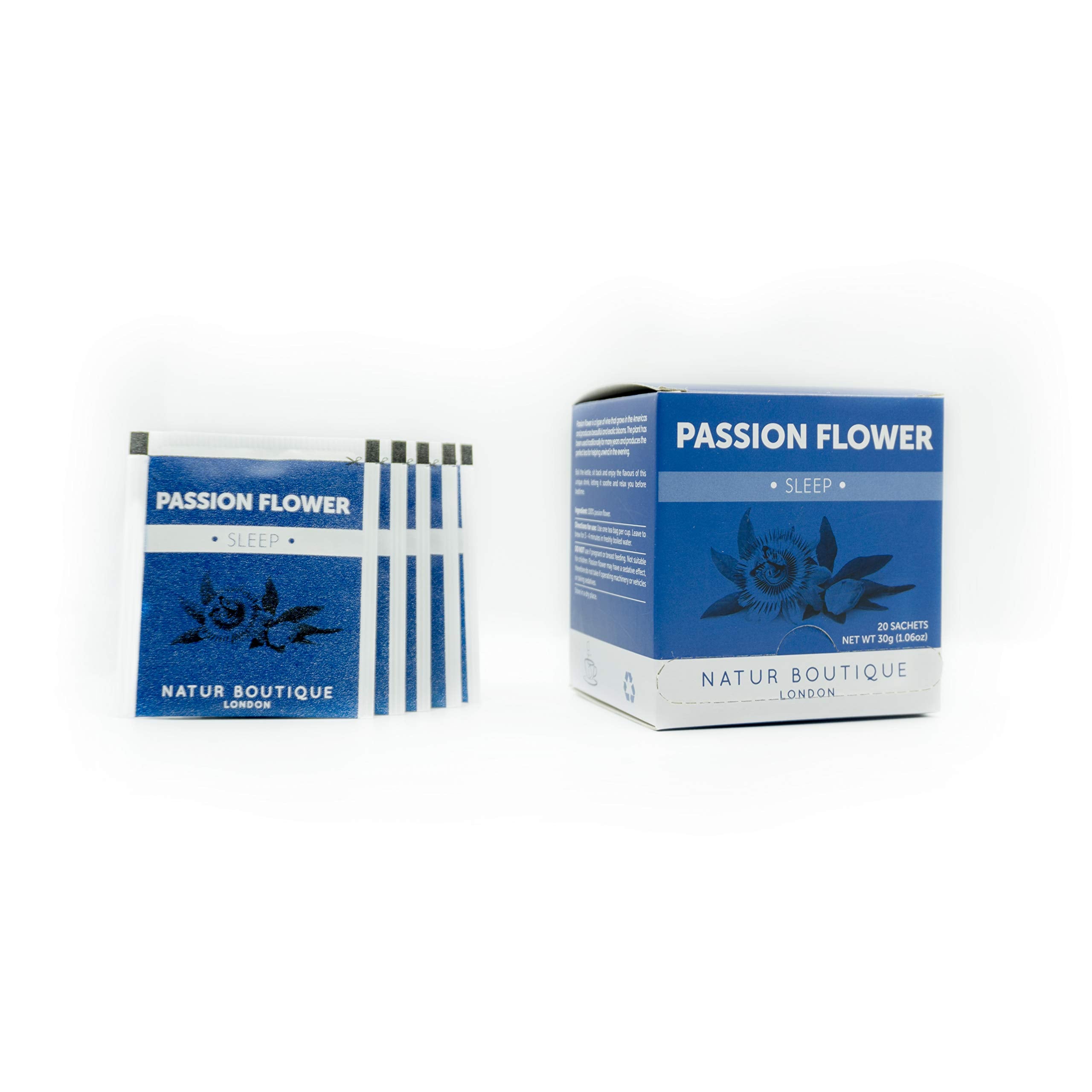 Natur Boutique Passion Flower Herbal Tea - Promotes Relaxation & Sleep | 20 Teabags, 30g