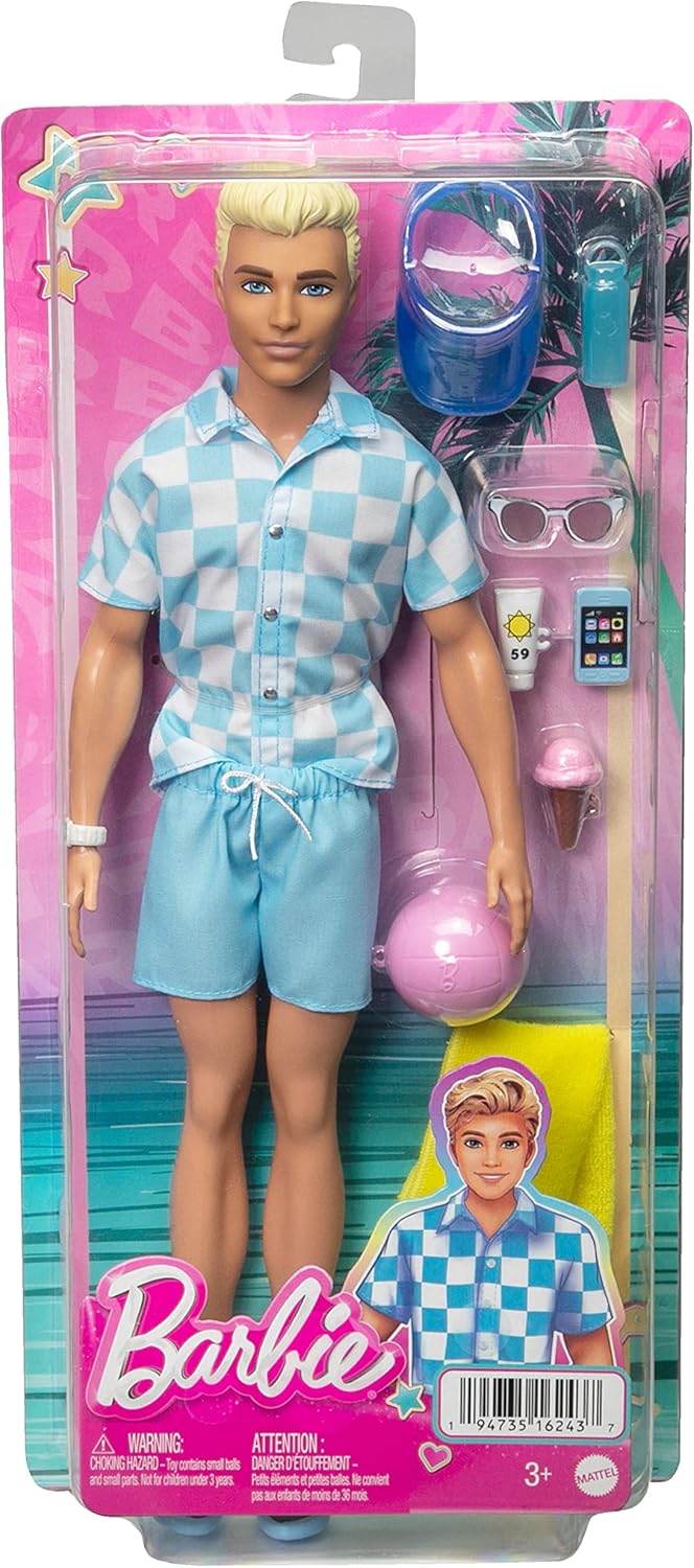 Barbie Ken Beach Doll - Blue Swim Outfit with Accessories, Ages 36 Months+ 5