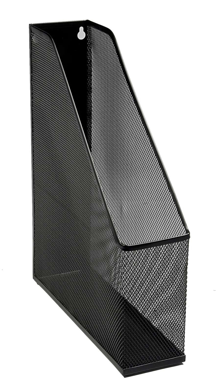 Osco Black Wiremesh Magazine Rack - Durable Steel Mesh Storage | Stackable | H320 x W75 x D250 mm