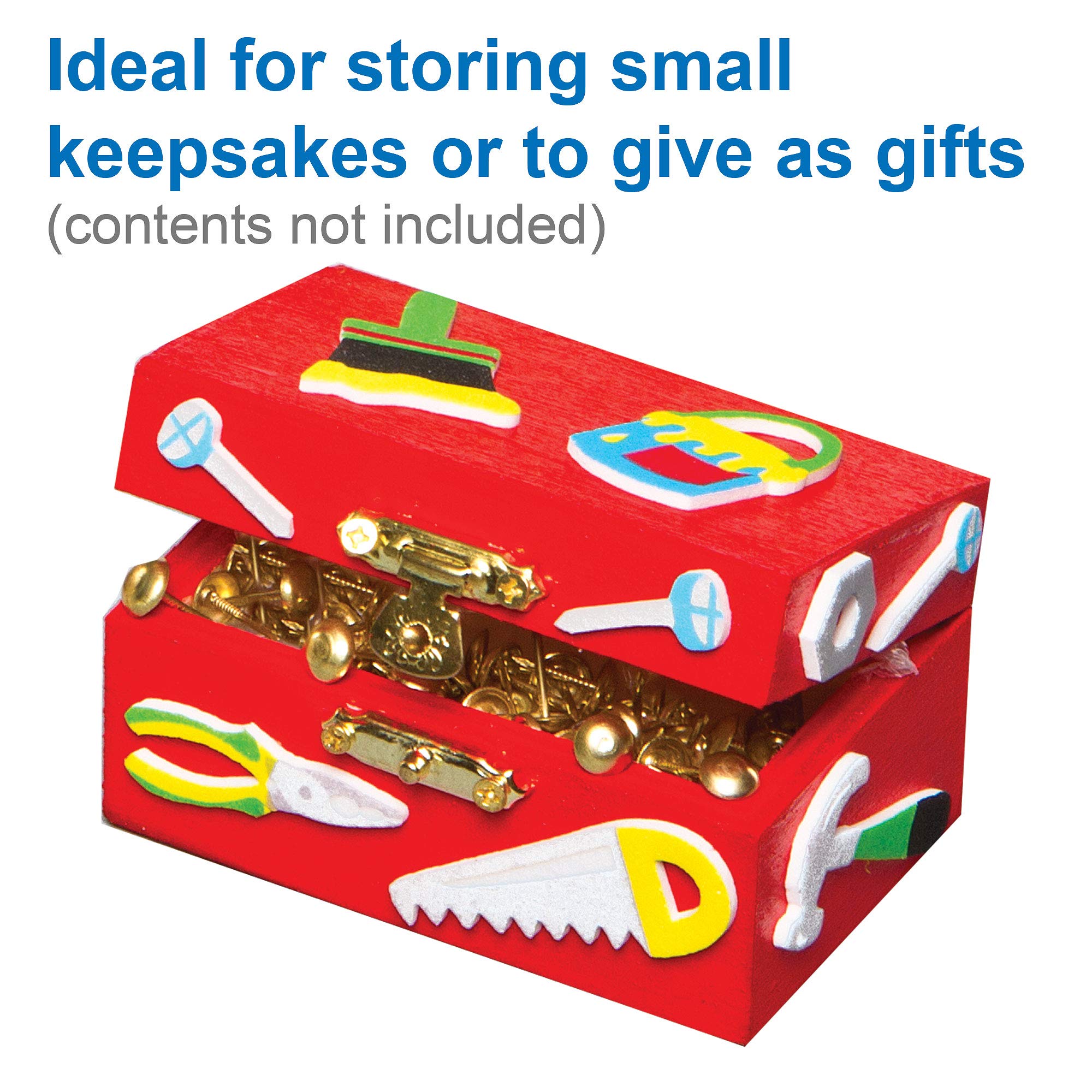 Baker Ross ET127 Mini Wooden Jewellery Box Treasure Chests - Pack of 4, 8cm x 5cm | Craft Kit 7