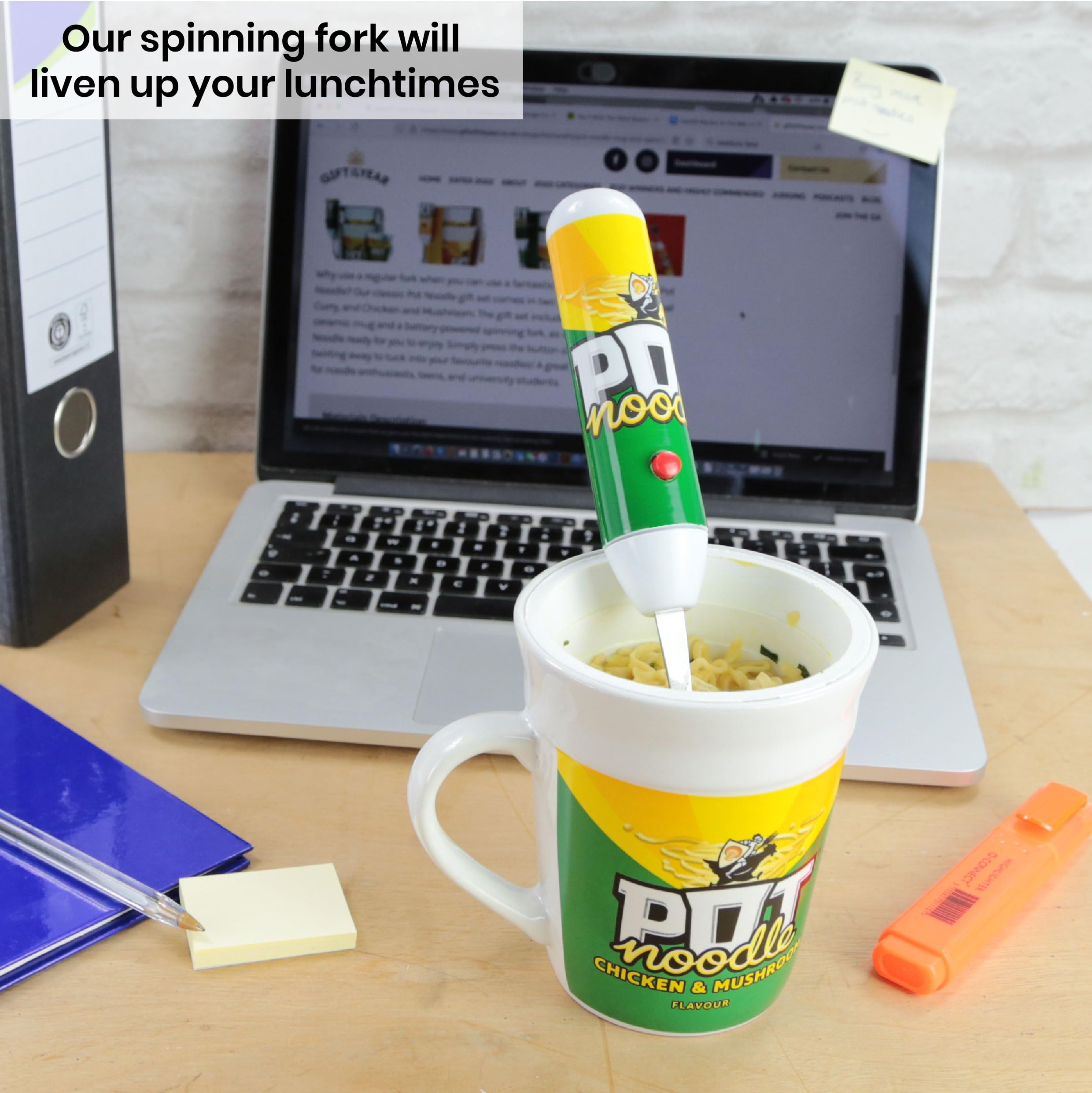 Kimm & Miller Pot Noodle Gift Set with Spinning Fork & Mug - Original Curry Novelty 16