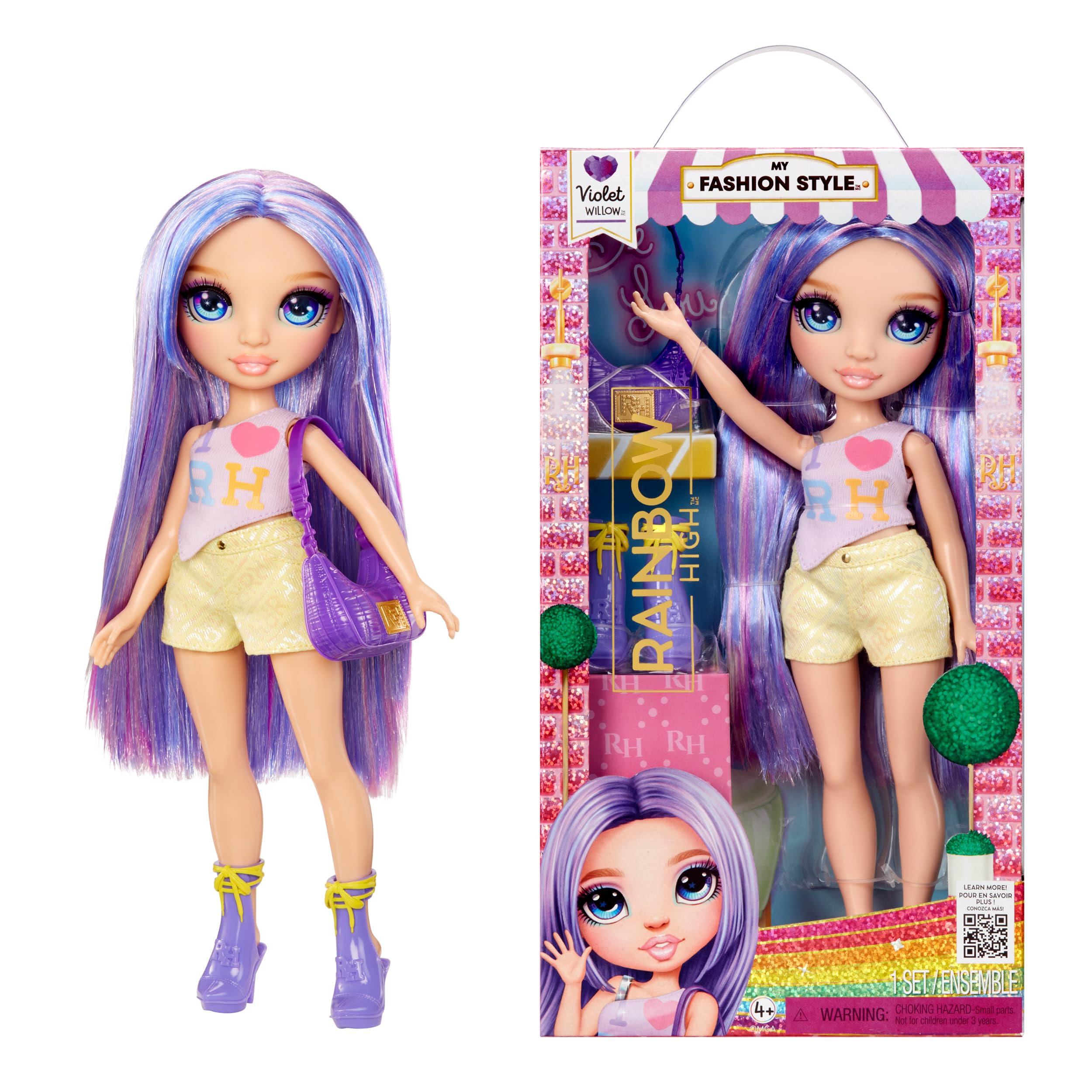 Rainbow High Violet Fashion Doll - 28cm Purple Poseable Doll with Iridescent Outfit & Handbag 1