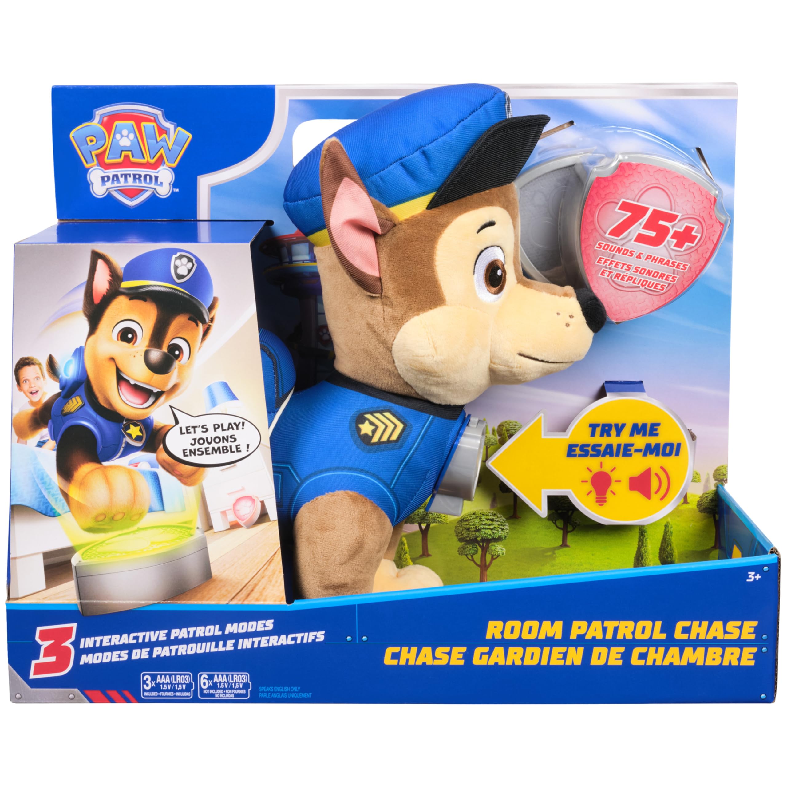 Paw Patrol Chase Interactive Plush Toy - 75+ Sounds & Phrases | 12 Inches | Ages 3+