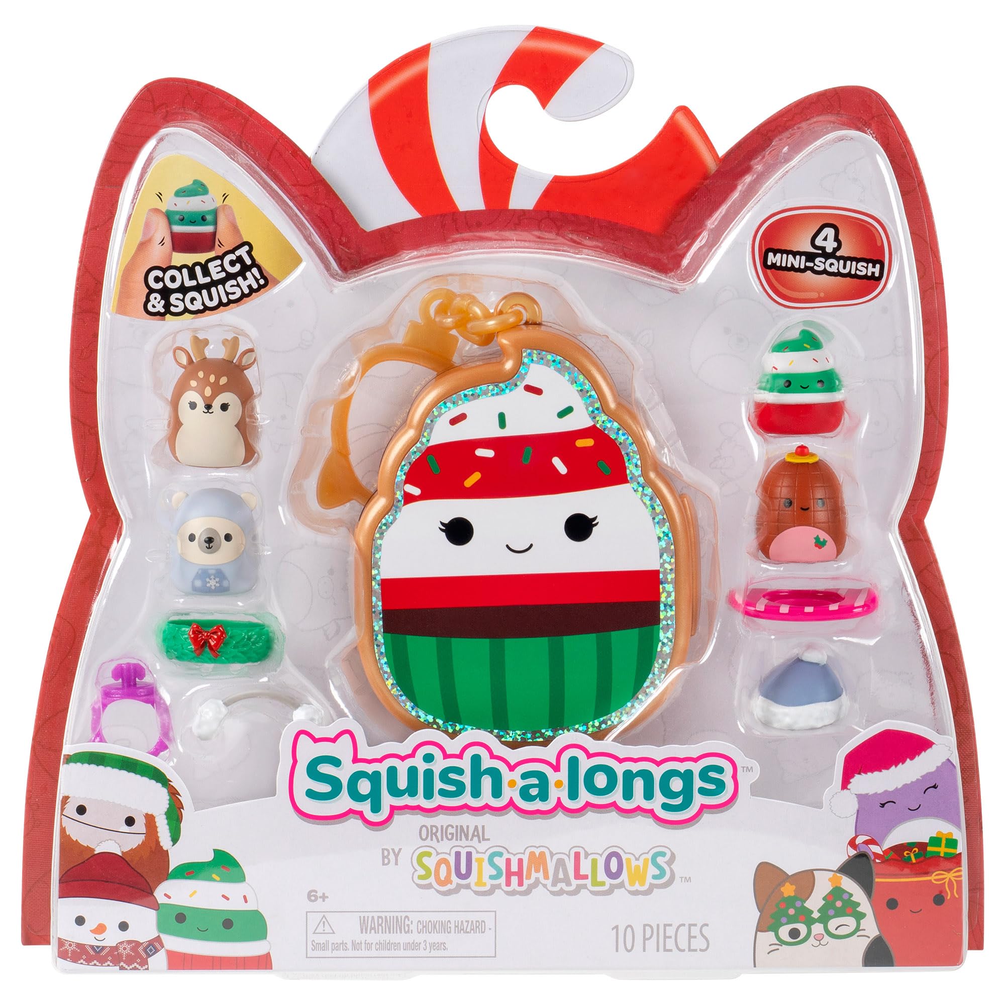 Squish-a-longs Chandra the Holiday Cupcake Clip-a-longs Mini-Squish Carrying Case with 4 Mini Figures 10