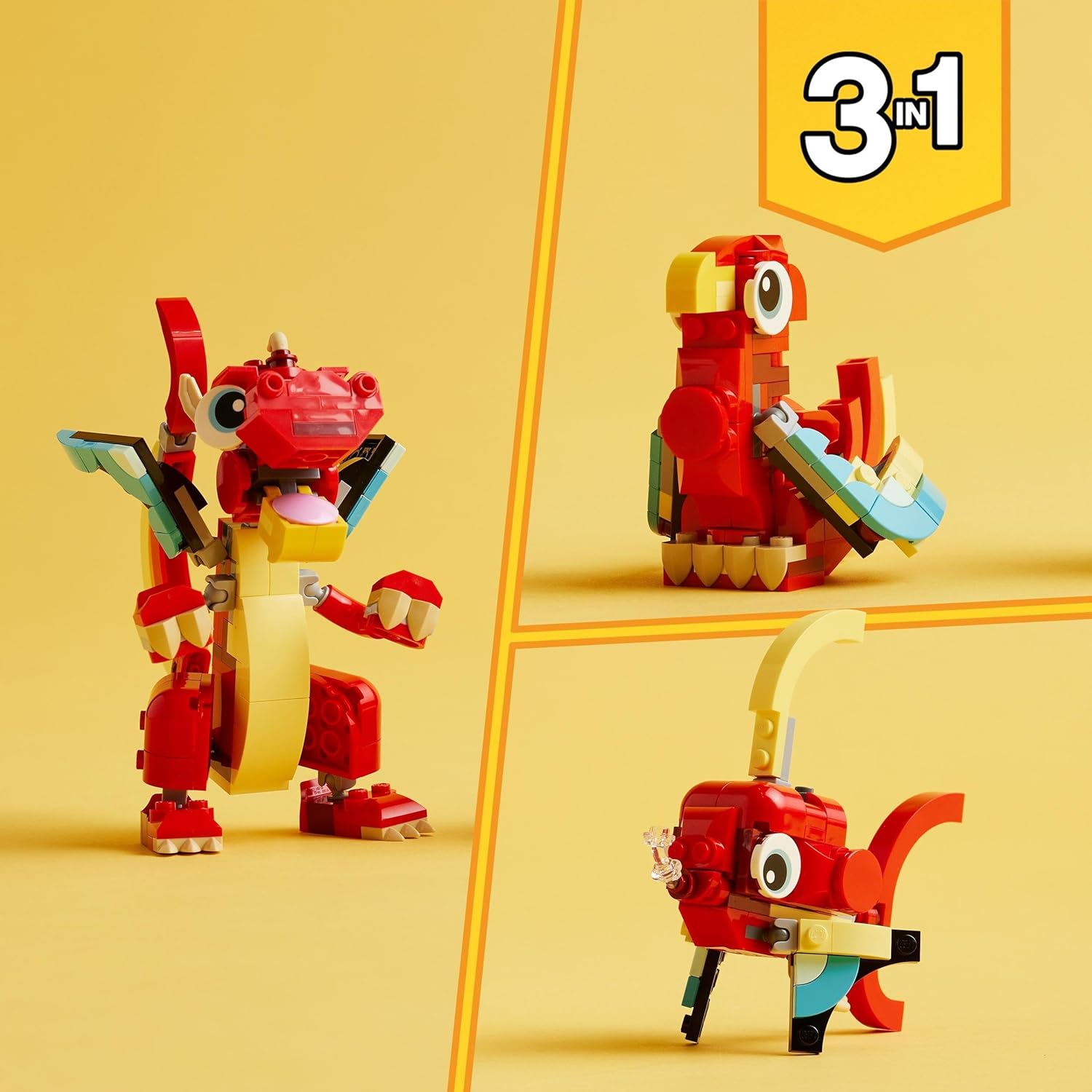 LEGO Creator 3in1 Red Dragon, Phoenix & Fish Building Set - 149 Pieces for Kids 6+ 6