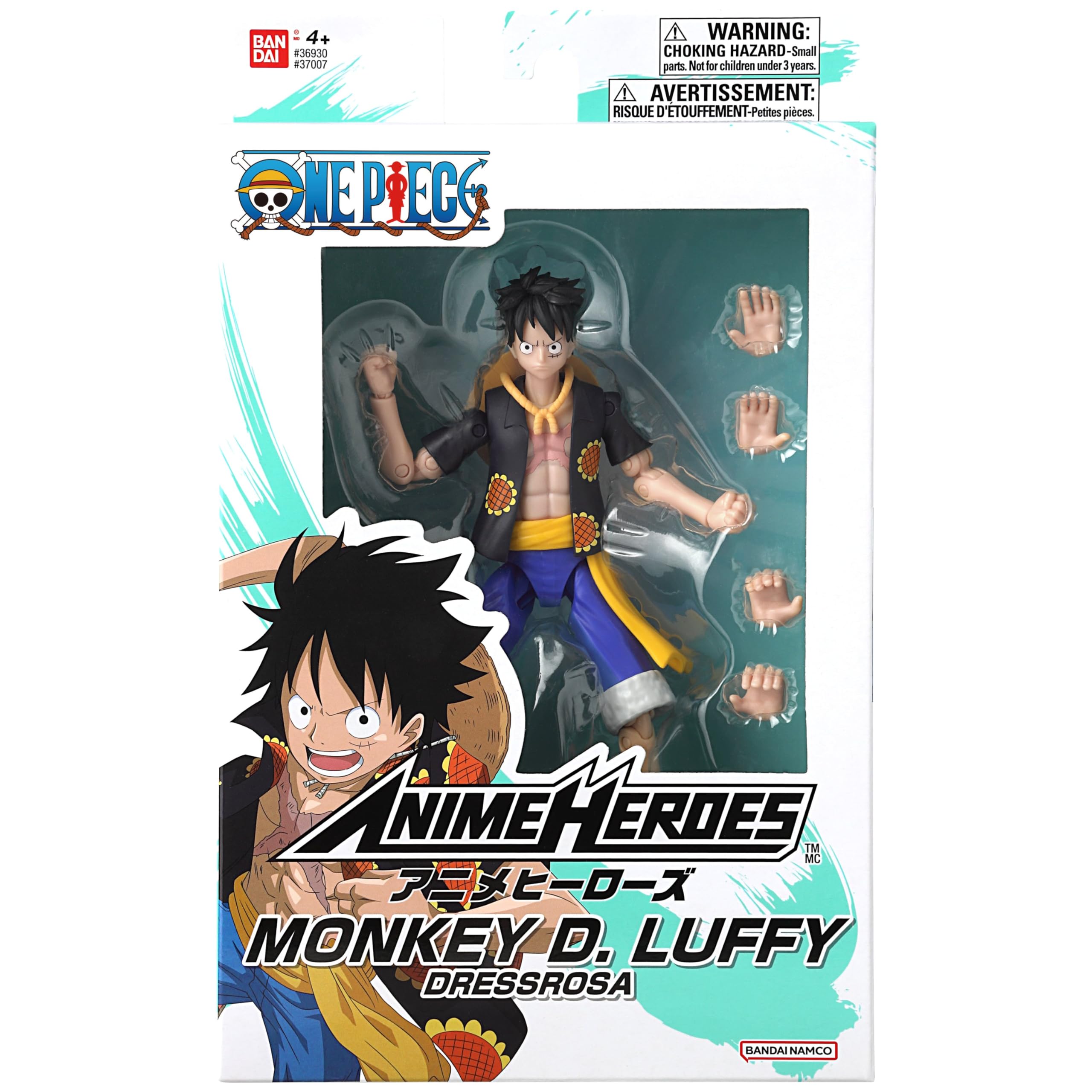 BANDAI Anime Heroes One Piece Monkey D. Luffy Dressrosa Version Action Figure | 17cm | Unisex Children 7
