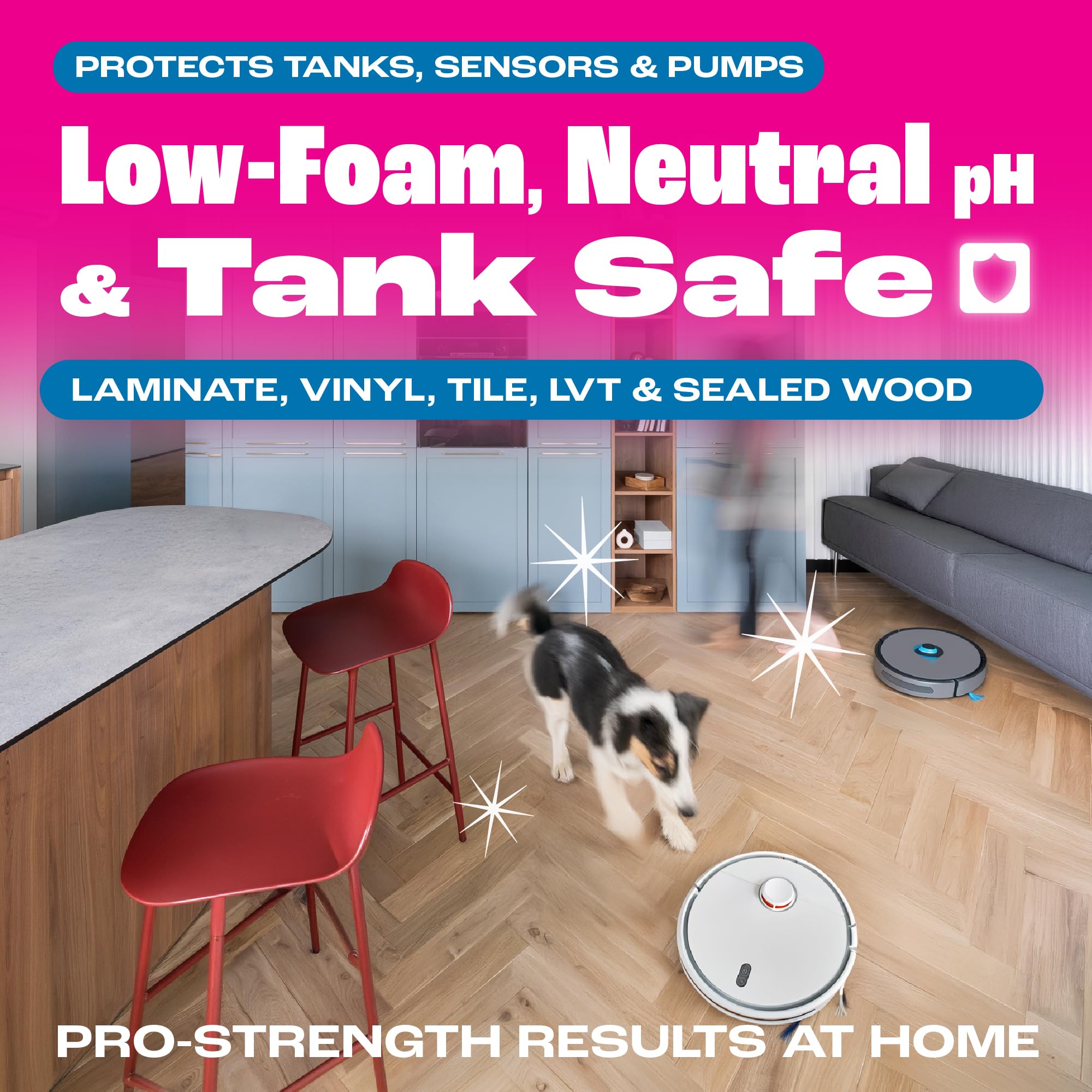 Dirtbusters Robot Mop Cleaning Solution - Low-Foam Hard Floor Cleaner for Laminate, Vinyl & Tile | 1L 3
